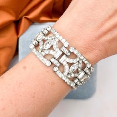 Art Deco 1930s Marquis Cut Paste Vintage Statement Bracelet