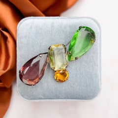Giorgio Armani 1990s Vintage Multi-Coloured Glass Abstract Brooch