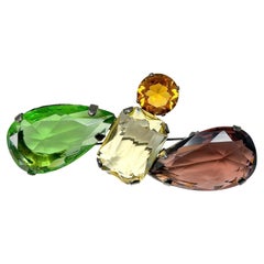 Giorgio Armani 1990s Vintage Multi-Coloured Glass Abstract Brooch