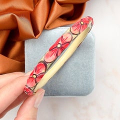 Art Deco 1920s Vintage Carved Celluloid Pink Pansy Bangle