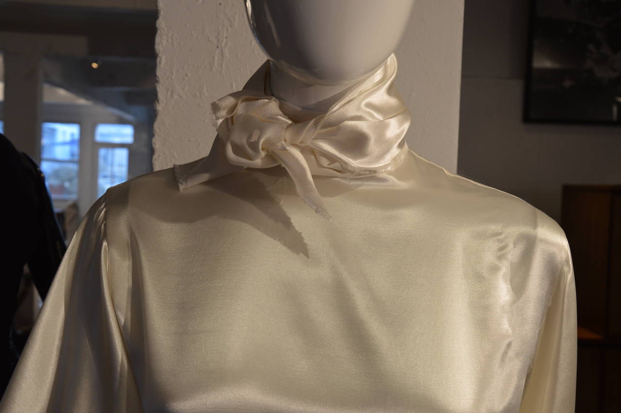2014 Chanel "Paris Dallas" Collection Off White Ivory Satin Blouse