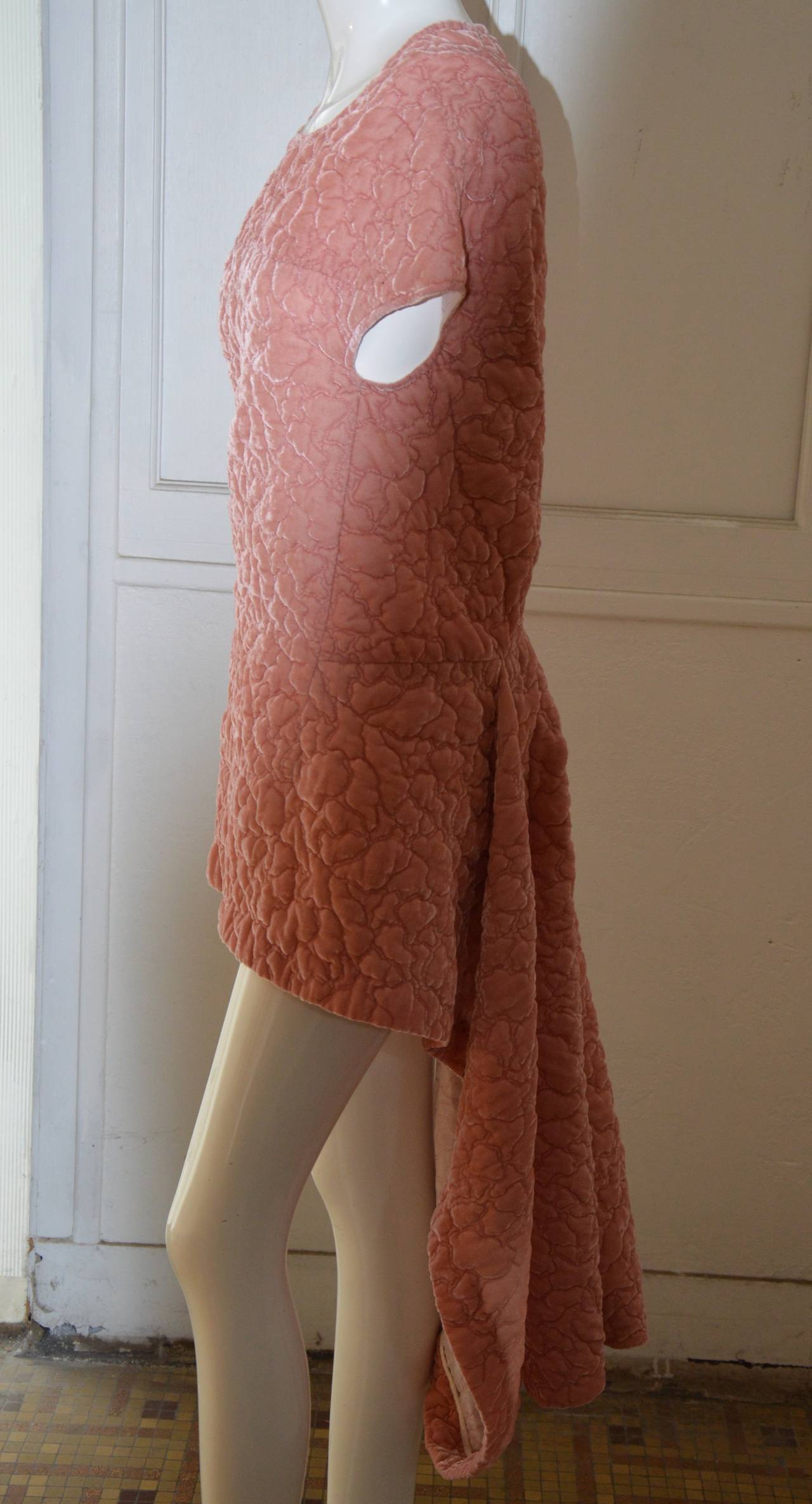 1996 Comme des Garcons Soft Pink Quilted Dress with Train 2
