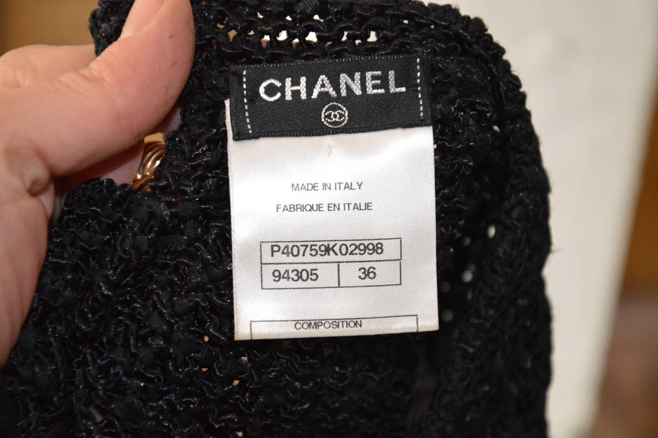 1990s Chanel Little Black Crochet Knit Dress For Sale 4
