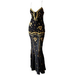 John Galliano for Christian Dior Black Embroidered Gown