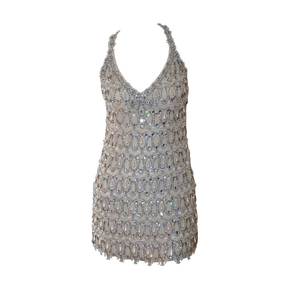 2008 Crystal & Strass Chanel Mini Beaded Dress For Sale