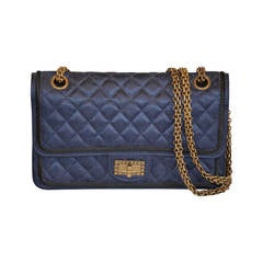 Chanel Paris-Pekin Collection Printed Night Blue Silk Satin Bag