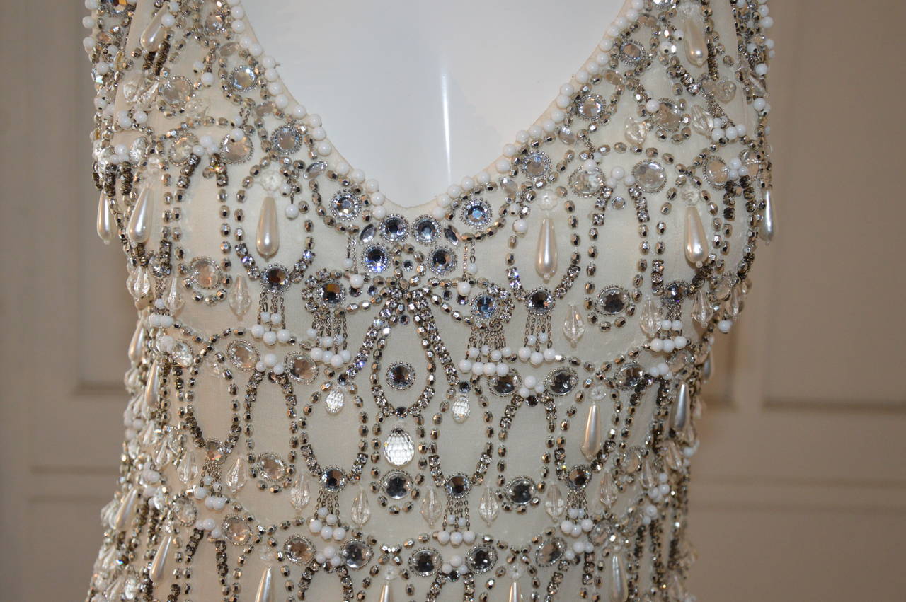 Women's 2008 Crystal & Strass Chanel Mini Beaded Dress For Sale
