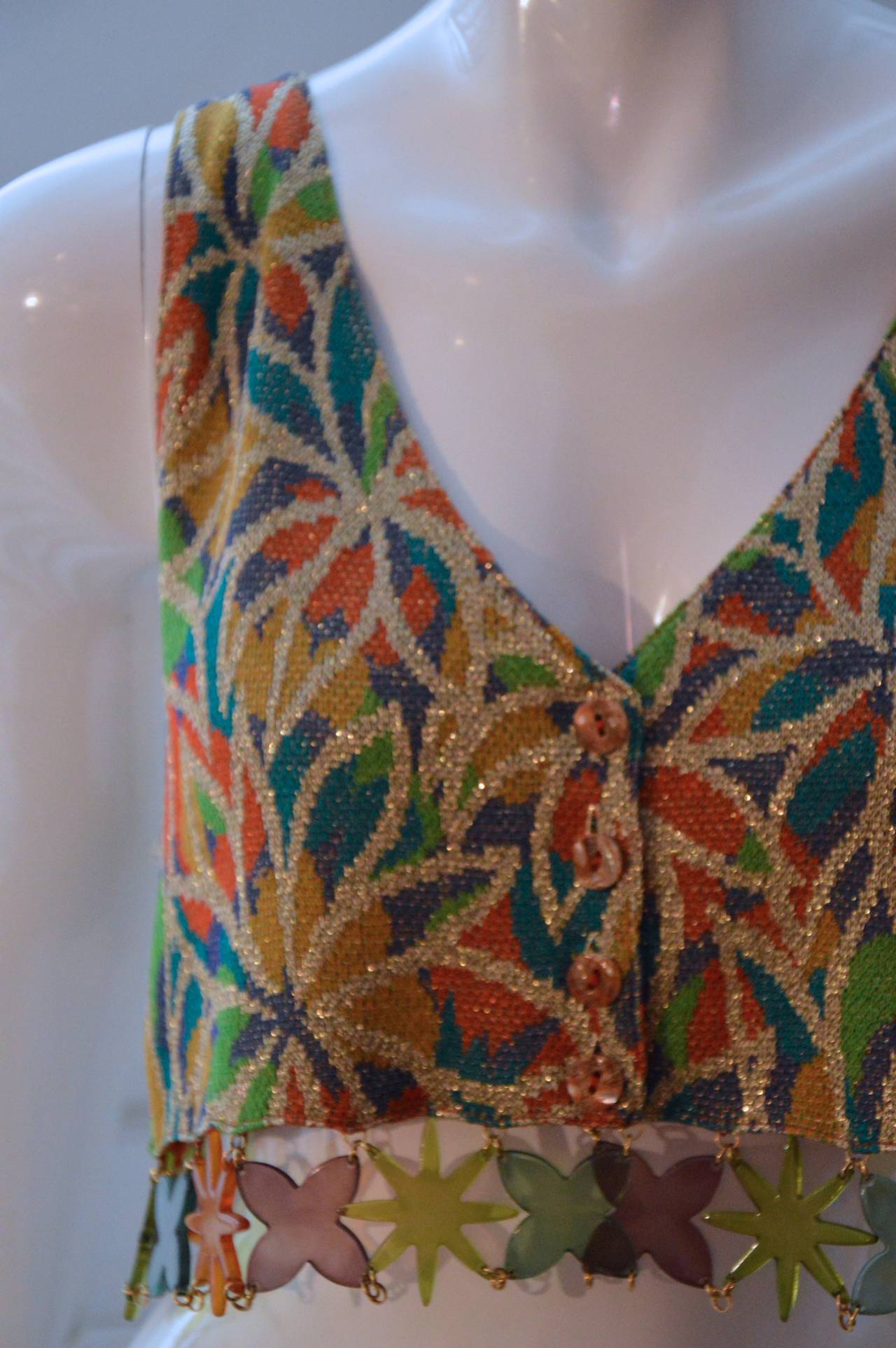 Missoni 1980s Multicolor Lurex and Plastic Vest Gilet