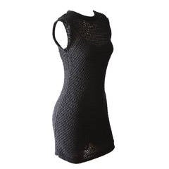1990s Chanel Little Black Crochet Knit Dress