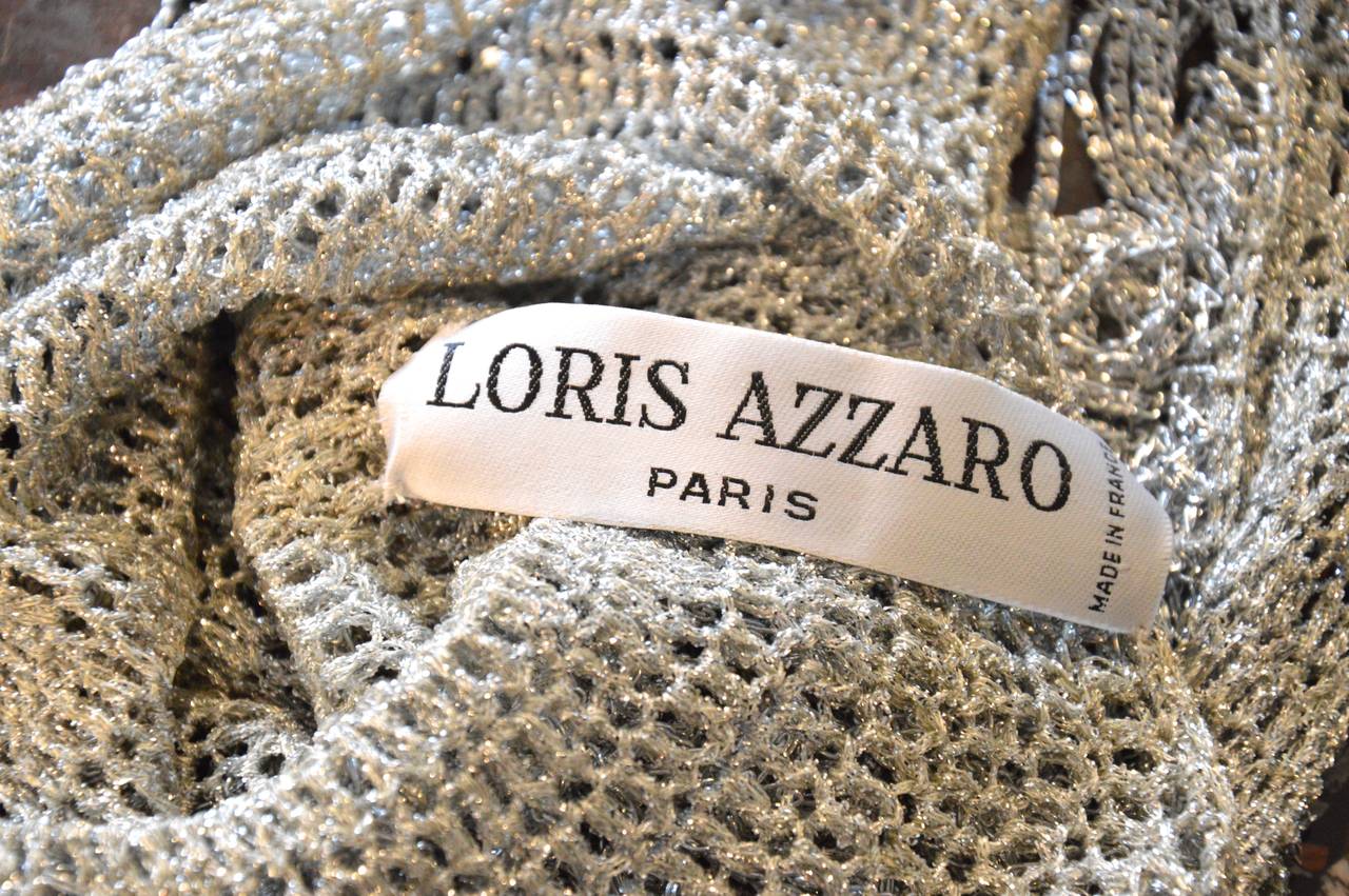 1970s Loris Azzaro Sophisticated Silver Lurex Crochet Top For Sale 2