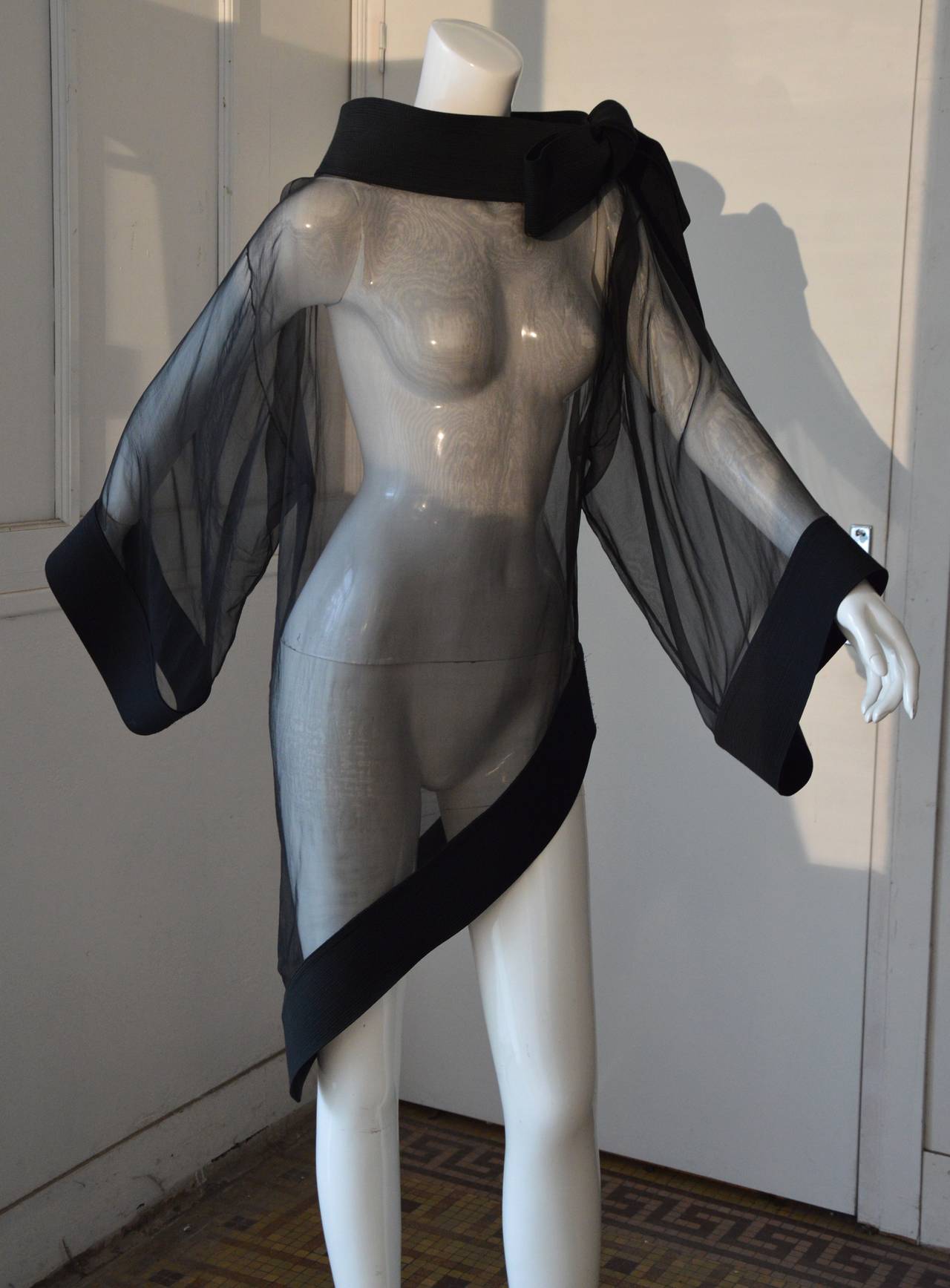 1990S-2000 Christian Dior by Galliano Fantastic Black Silk Chiffon Tunic In Excellent Condition In Paris, IDF