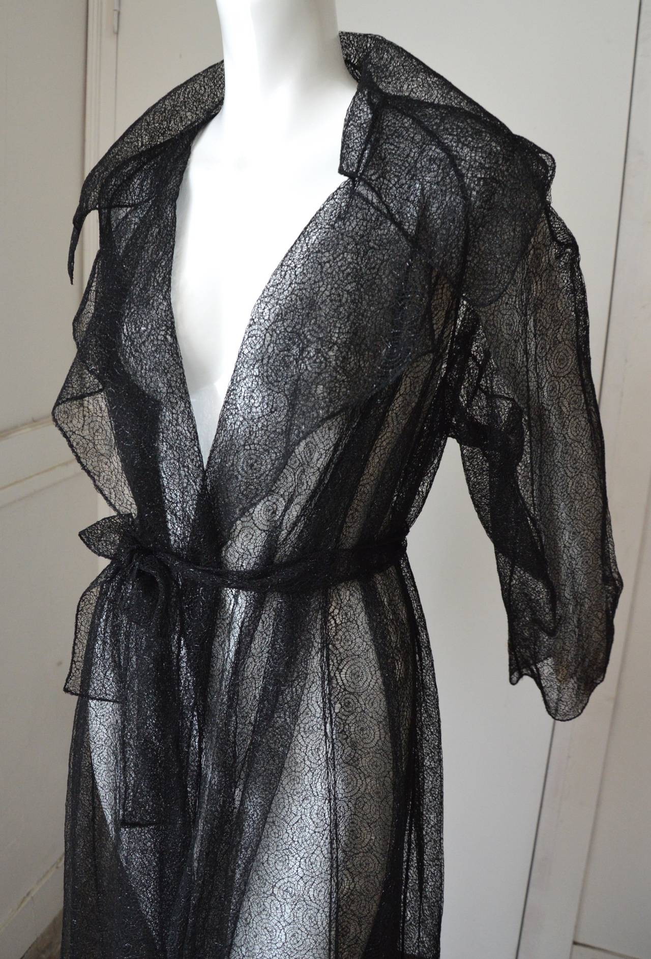 1990s Rare Alaia Black Lace Evening 