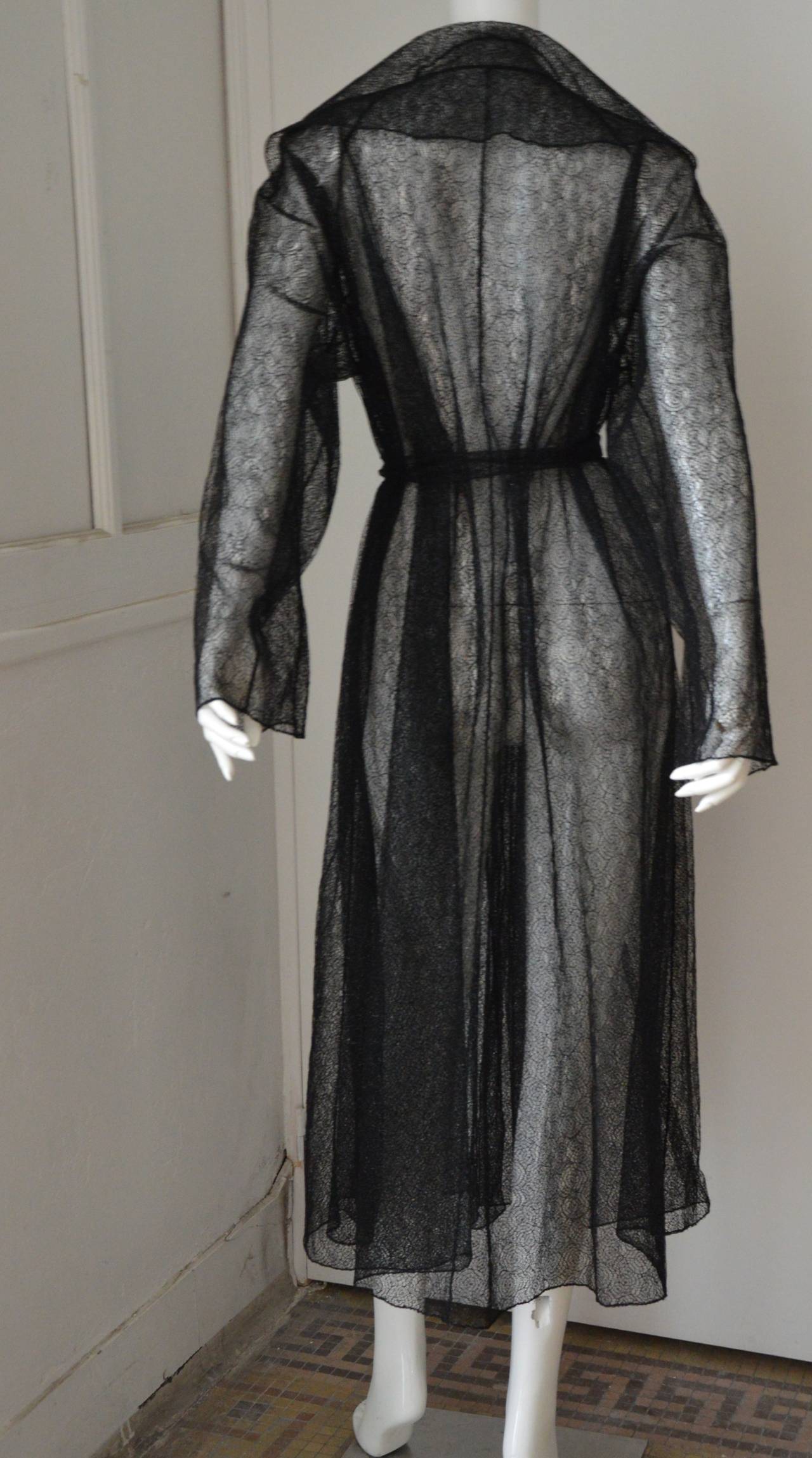 1990s Rare Alaia Black Lace Evening 