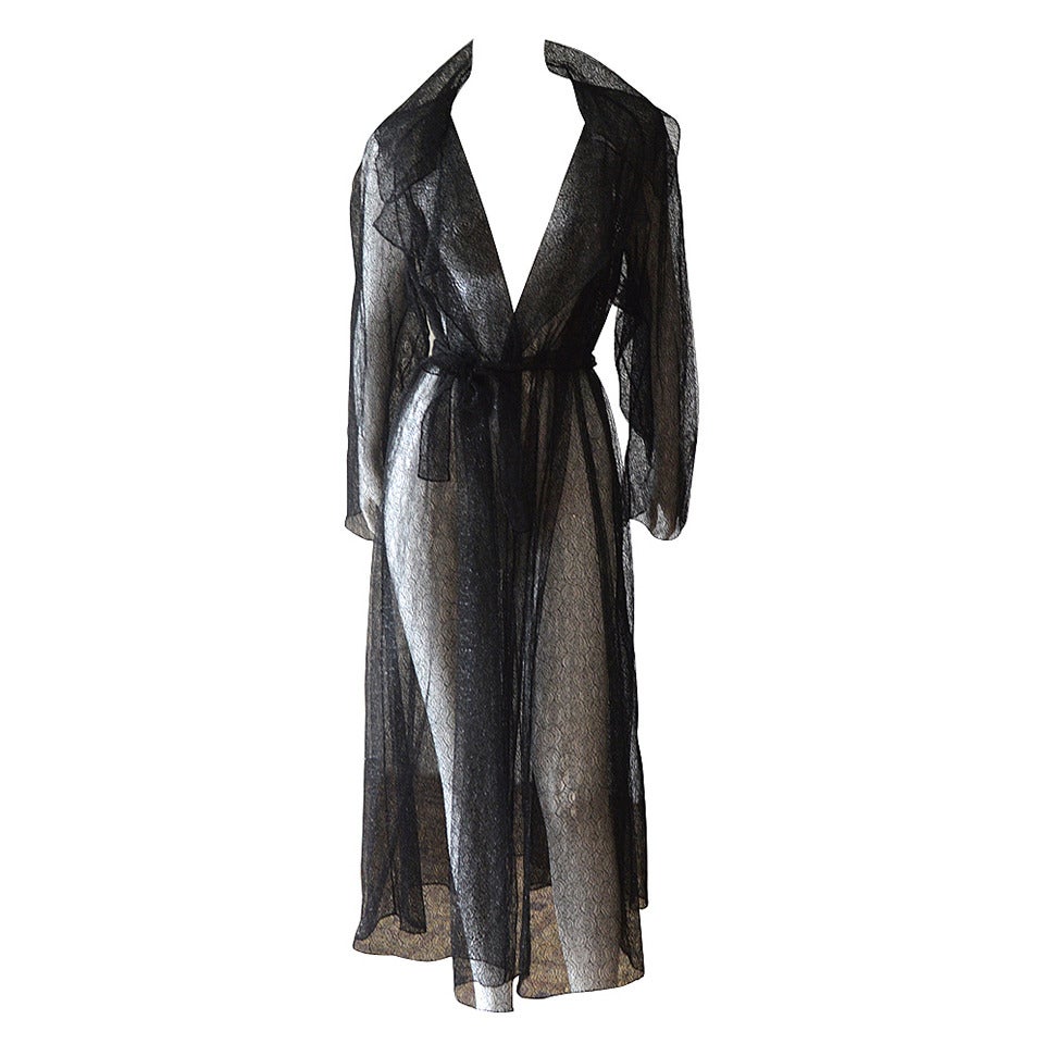 1990s Rare Alaia Black Lace Evening "Trench"