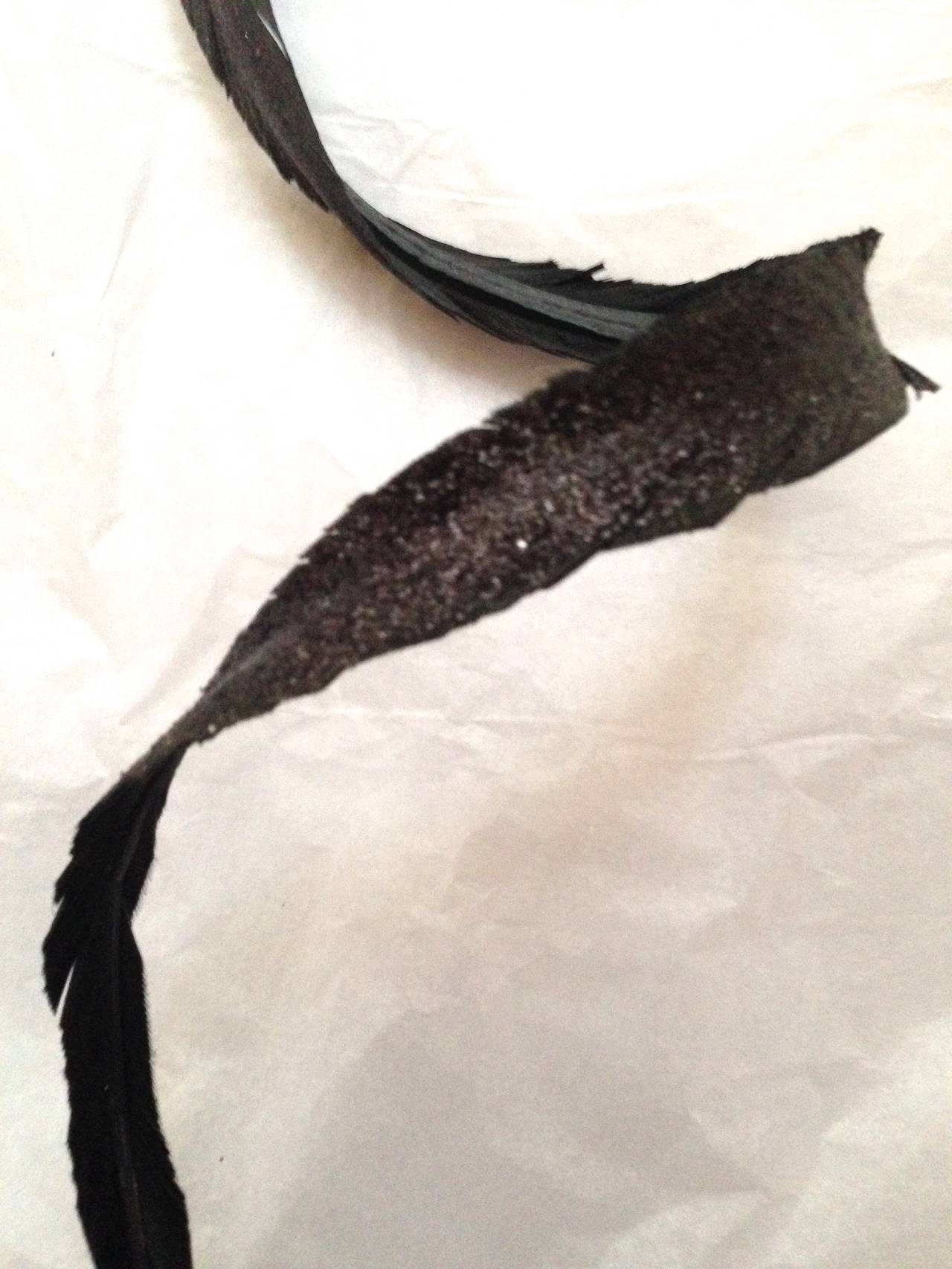 Unique McQueen Givenchy Couture Charismatic Mono Earring Painted Black Feather