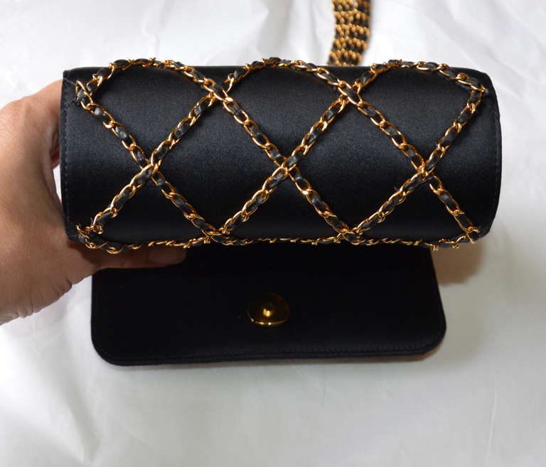 Women's Chanel Charming Black Satin Night Bag