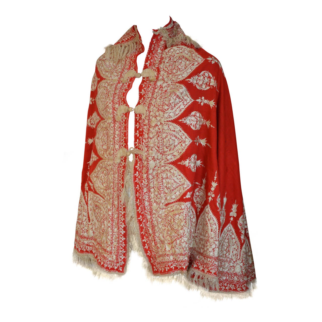 End of 19th century French Cape made of an Indian Embroidered Cashmere Shawl
