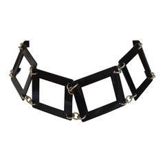 1990s Paco Rabanne Black Squared Enameld Metal  "Collier de Chien"