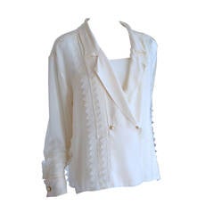 Vintage Late 1980s Chanel Silk Blouse with Tank