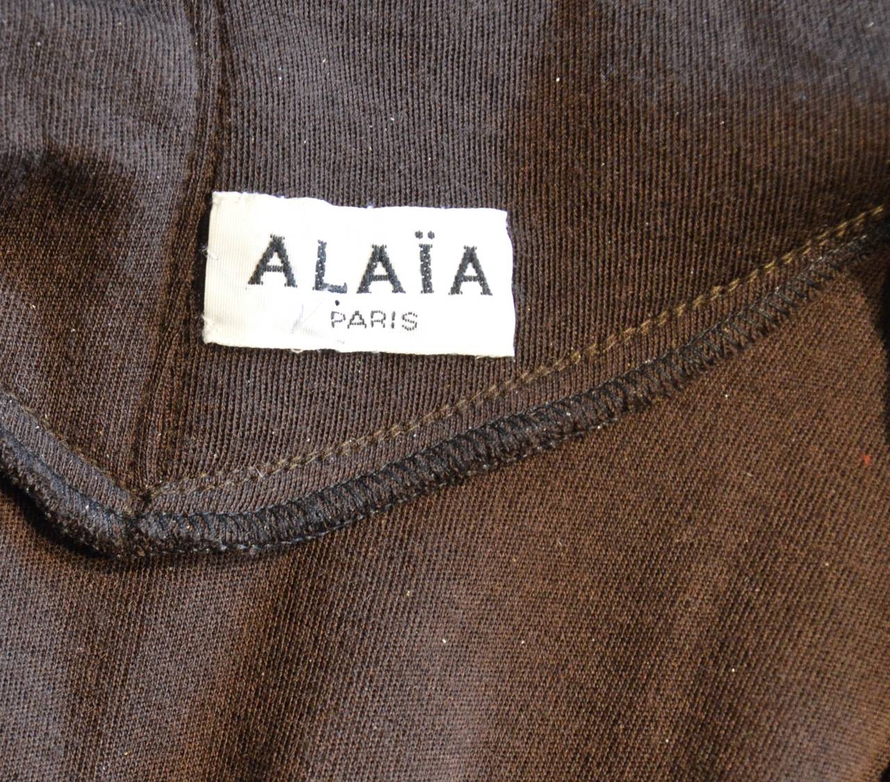 Unic 1980s Alaia Dark Brown Wool Jersey Sophisticated Day Dress 2