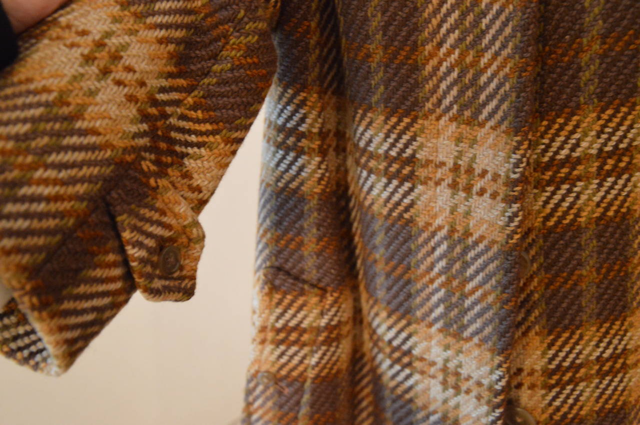 1980s Rare Burberrys Over Coat Nova Check Motif Scottish Wool For Sale 1