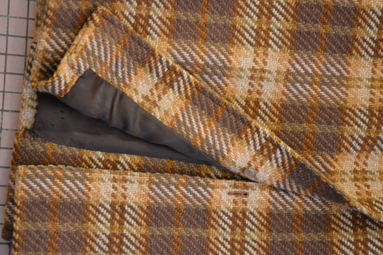 Brown 1980s Rare Burberrys Over Coat Nova Check Motif Scottish Wool For Sale