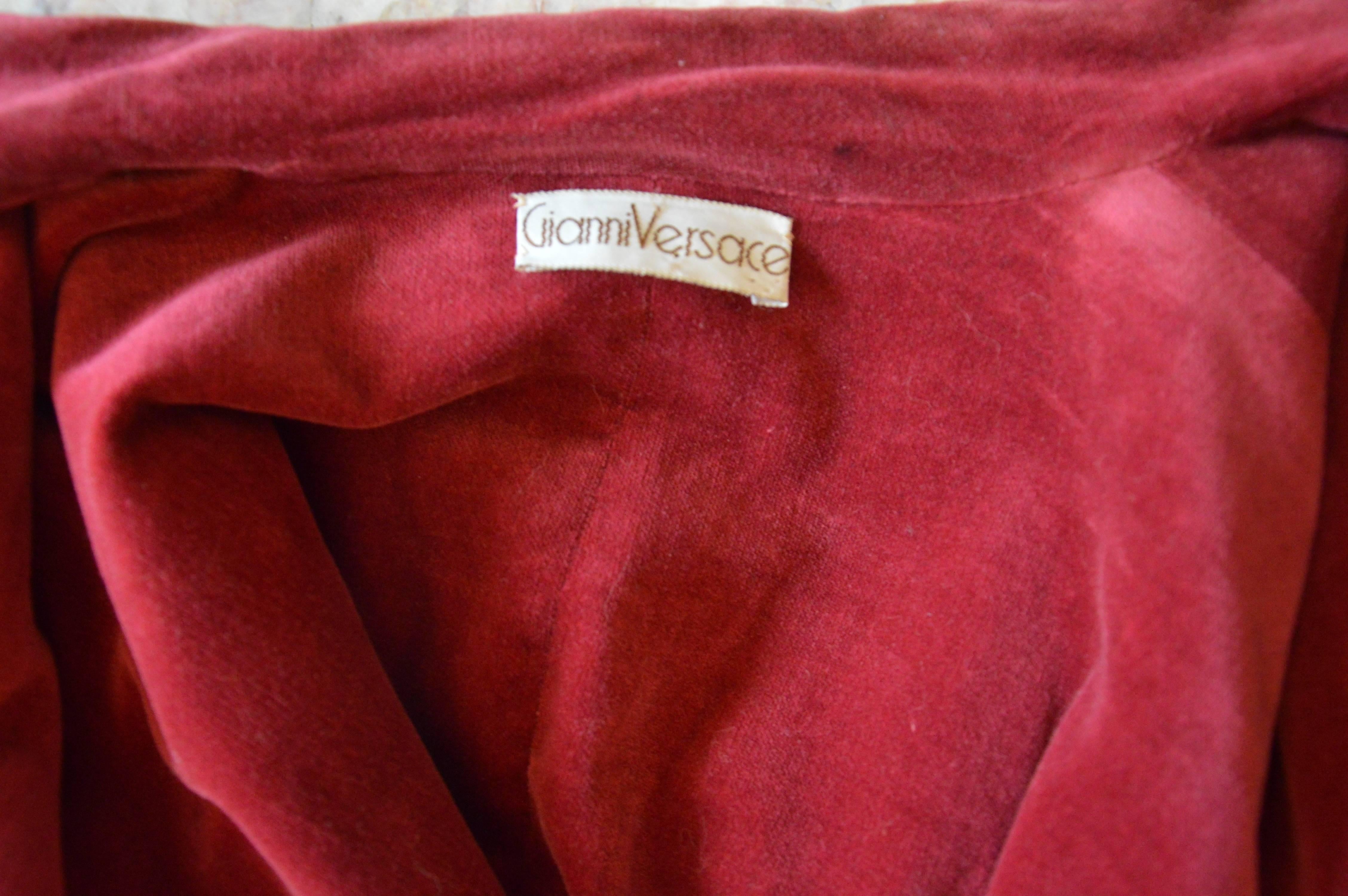 Early and Rare Gianni Versace Raspberry Red Lambskin Leather Long Gypsy Coat 2