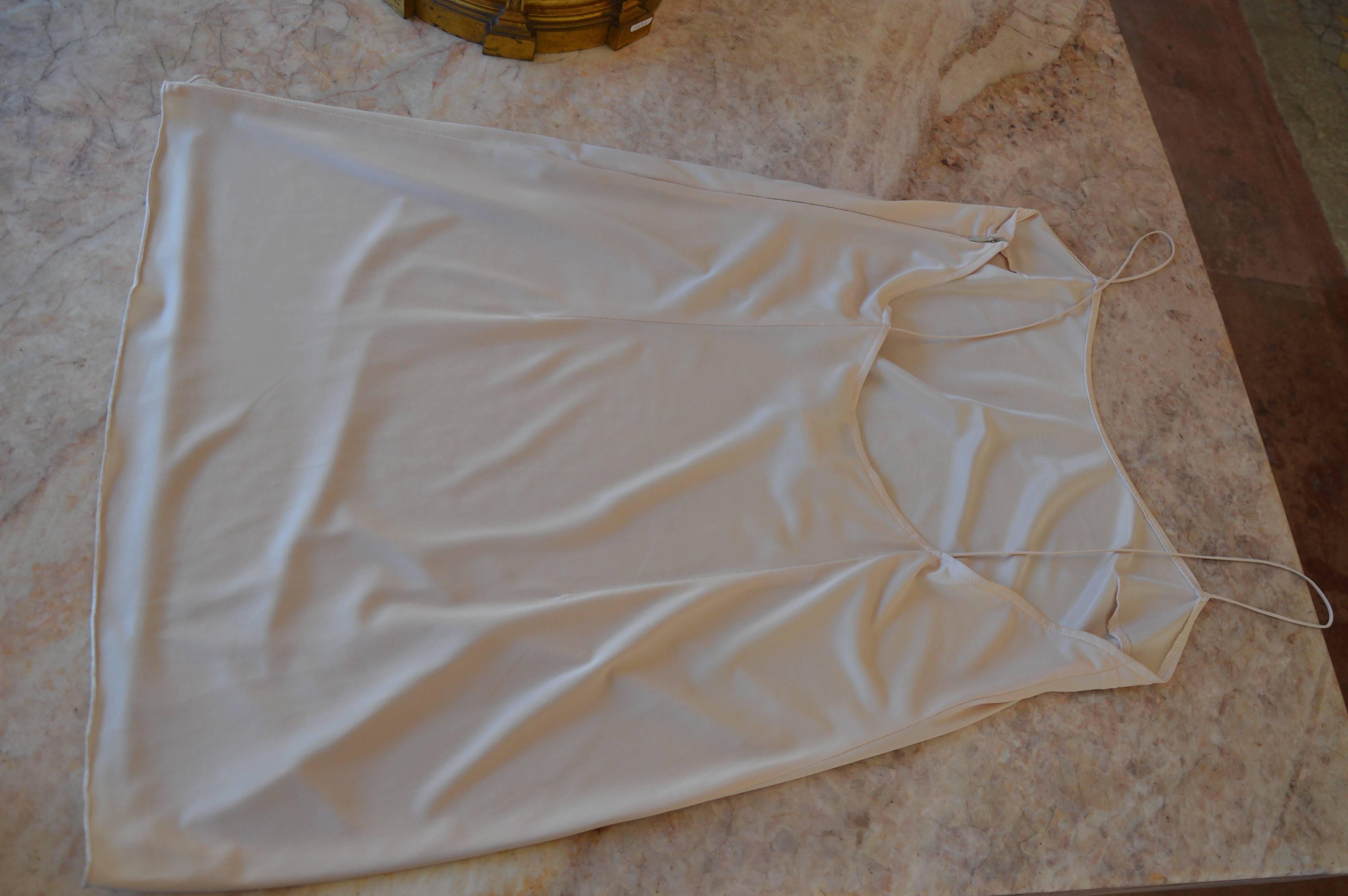 Fine Early 1980s Guy Laroche Light Flesh Silk Sheer Dress For Sale 1