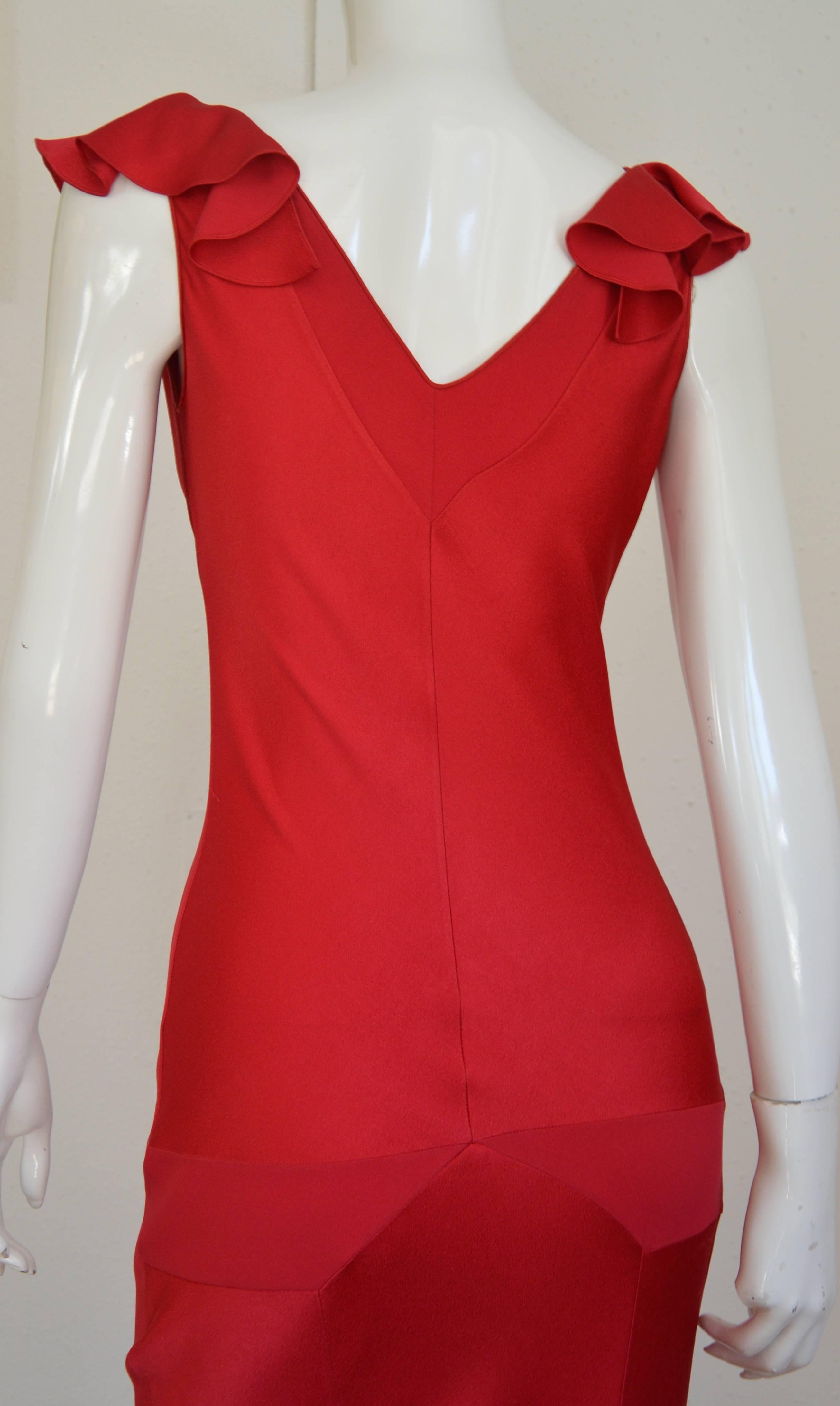 Women's John Galliano Red Satiné Bias Dress