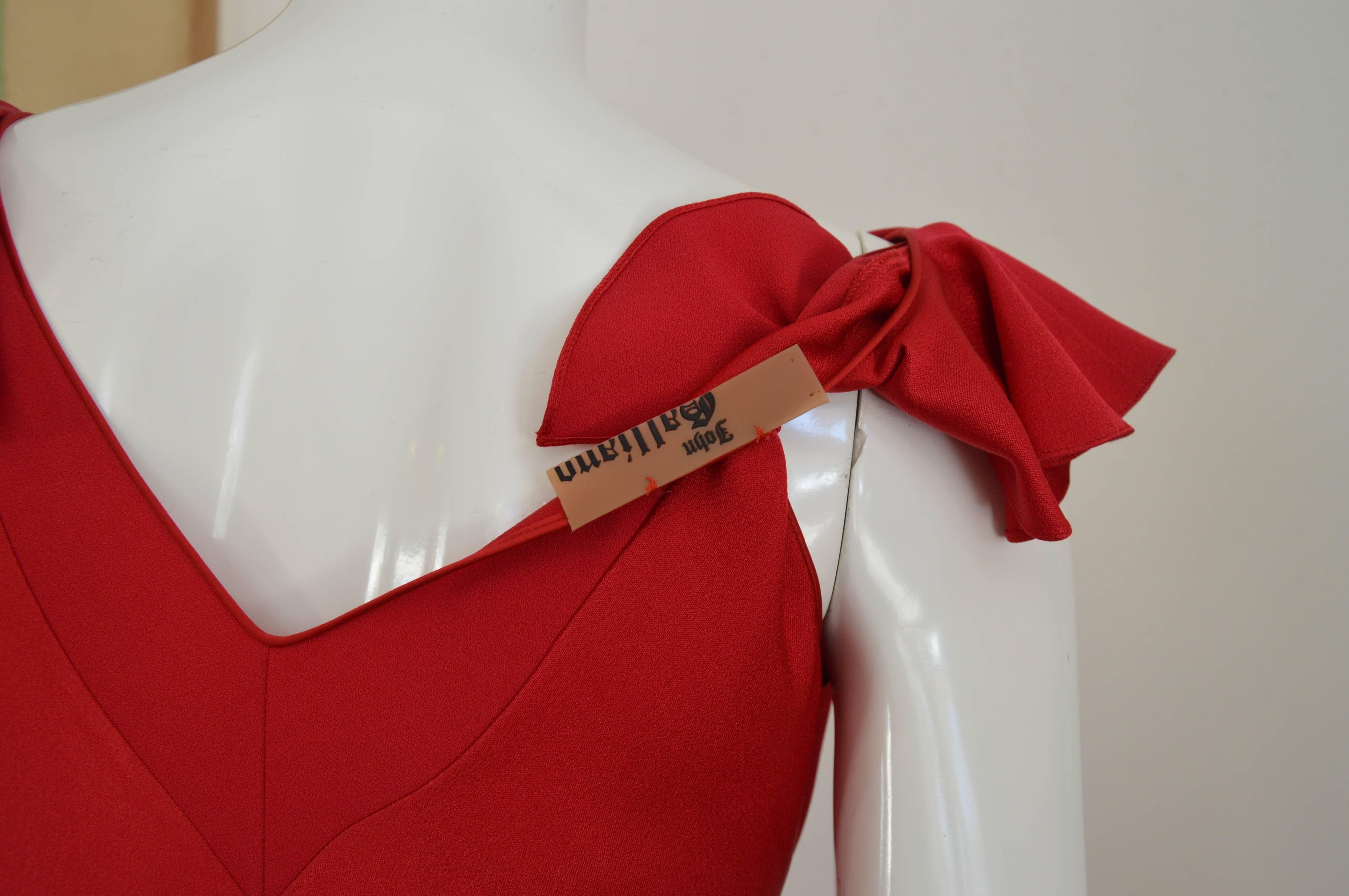 John Galliano Red Satiné Bias Dress 2