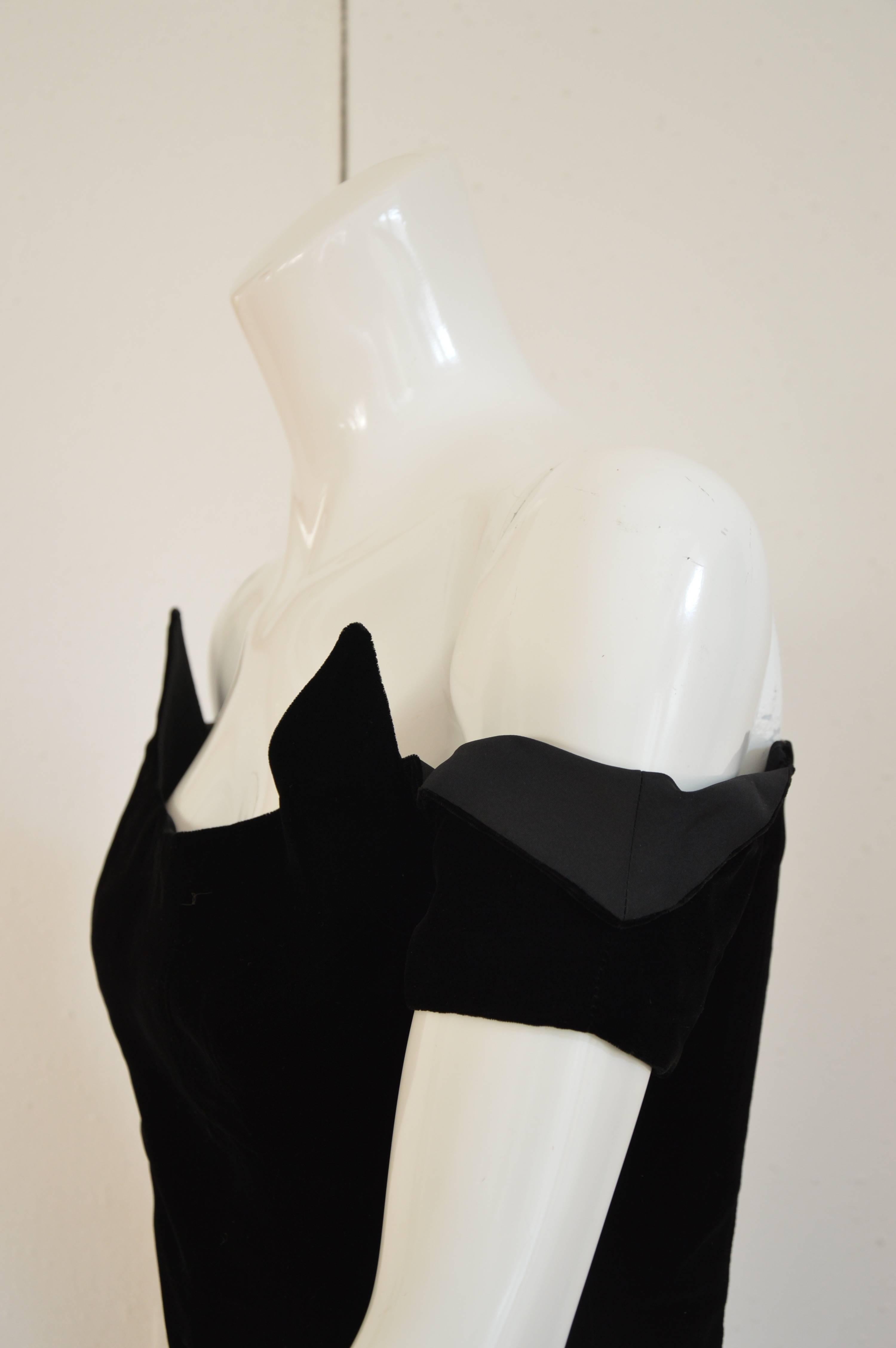1990s Lanvin by Claude Montana Superb Deep Black Silk Velvet Gown 2