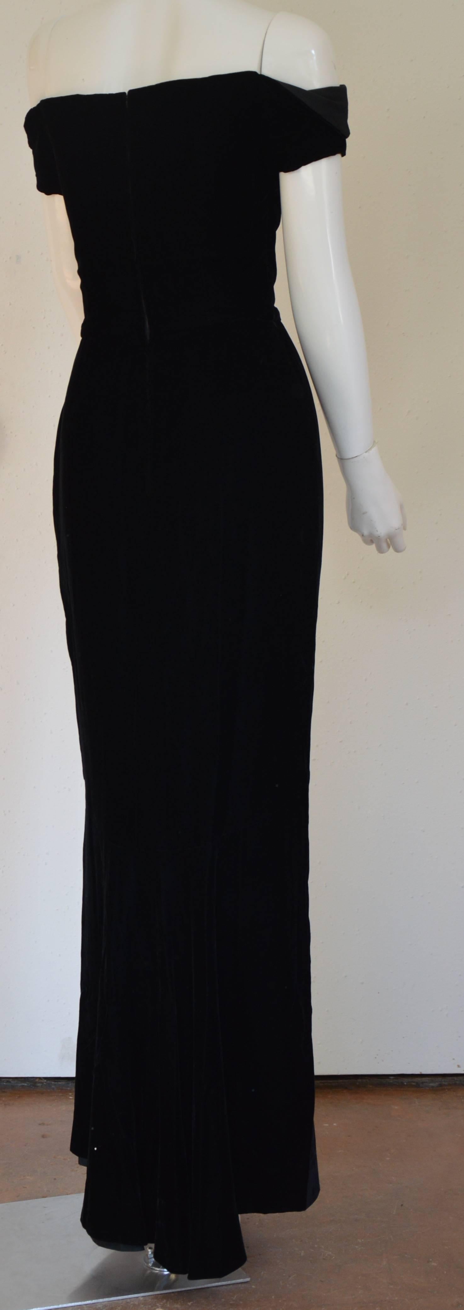 1990s Lanvin by Claude Montana Superb Deep Black Silk Velvet Gown 4