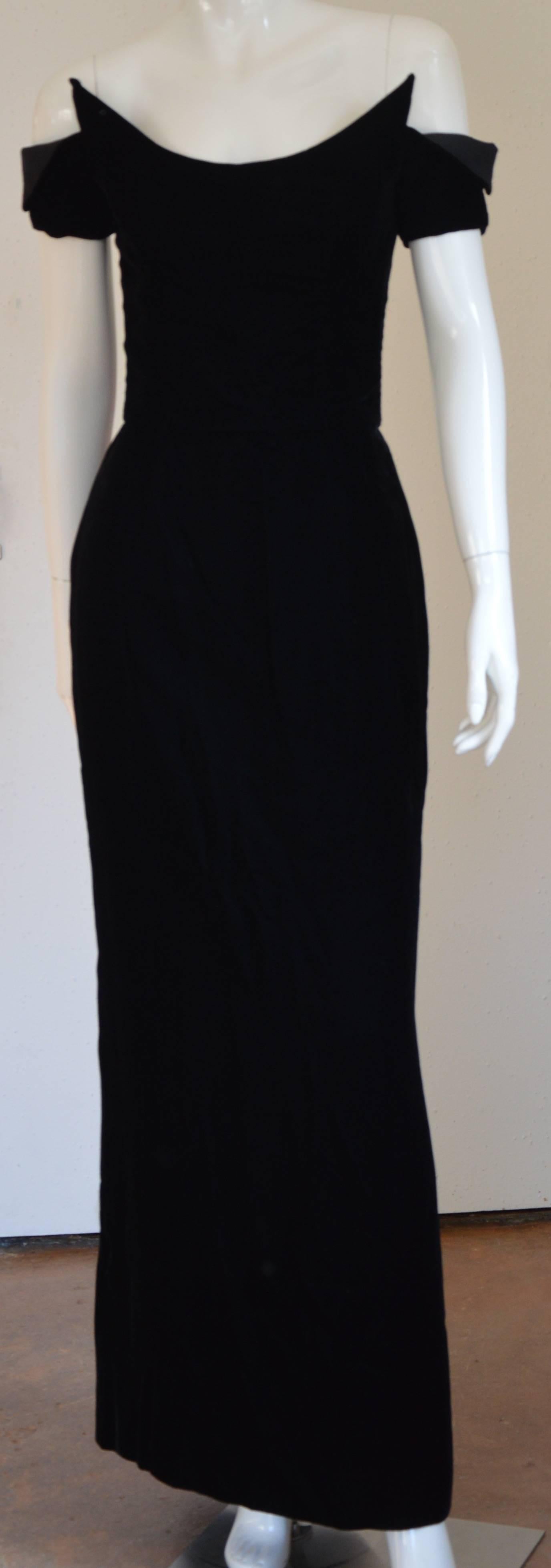 1990s Lanvin by Claude Montana Superb Deep Black Silk Velvet Gown 5