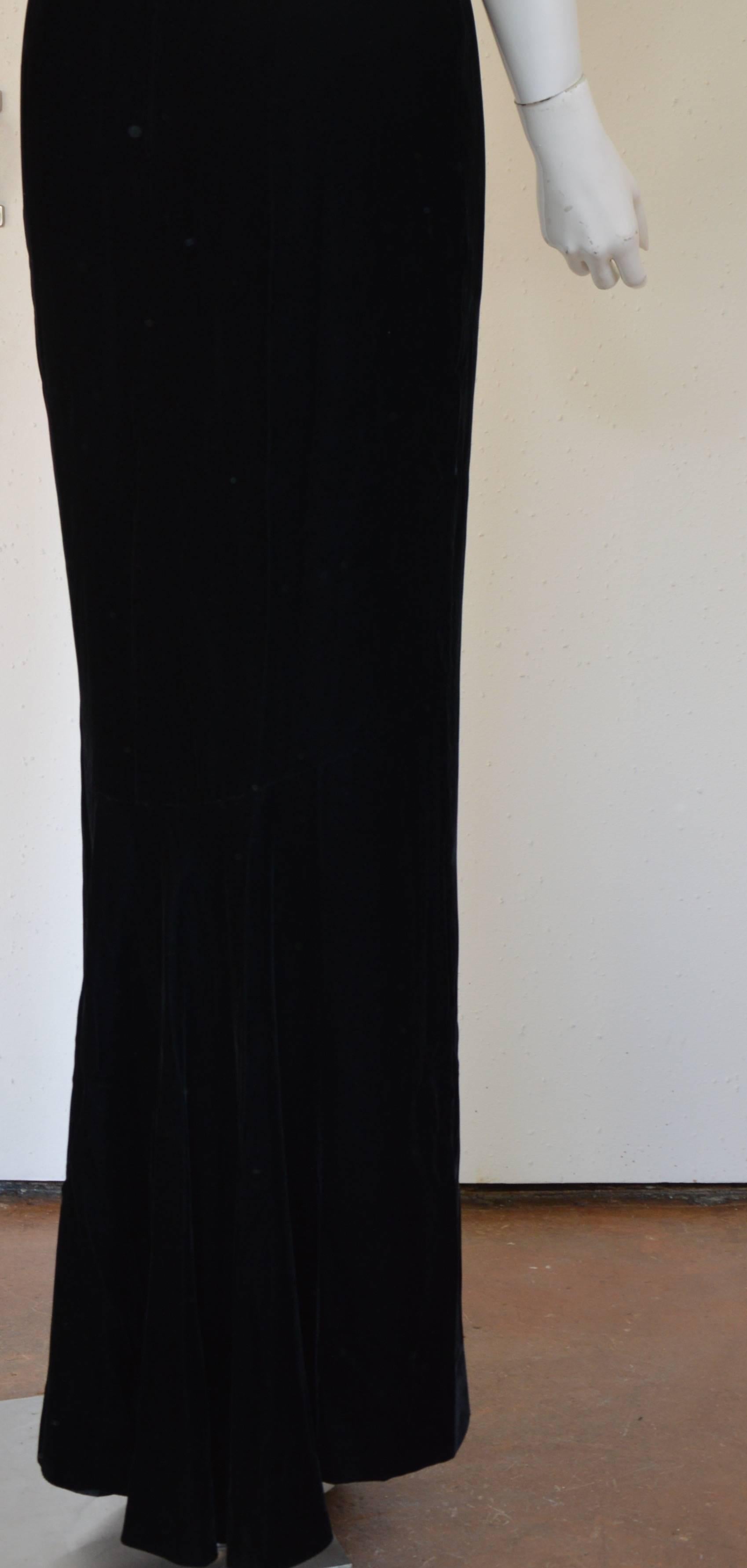 1990s Lanvin by Claude Montana Superb Deep Black Silk Velvet Gown 6