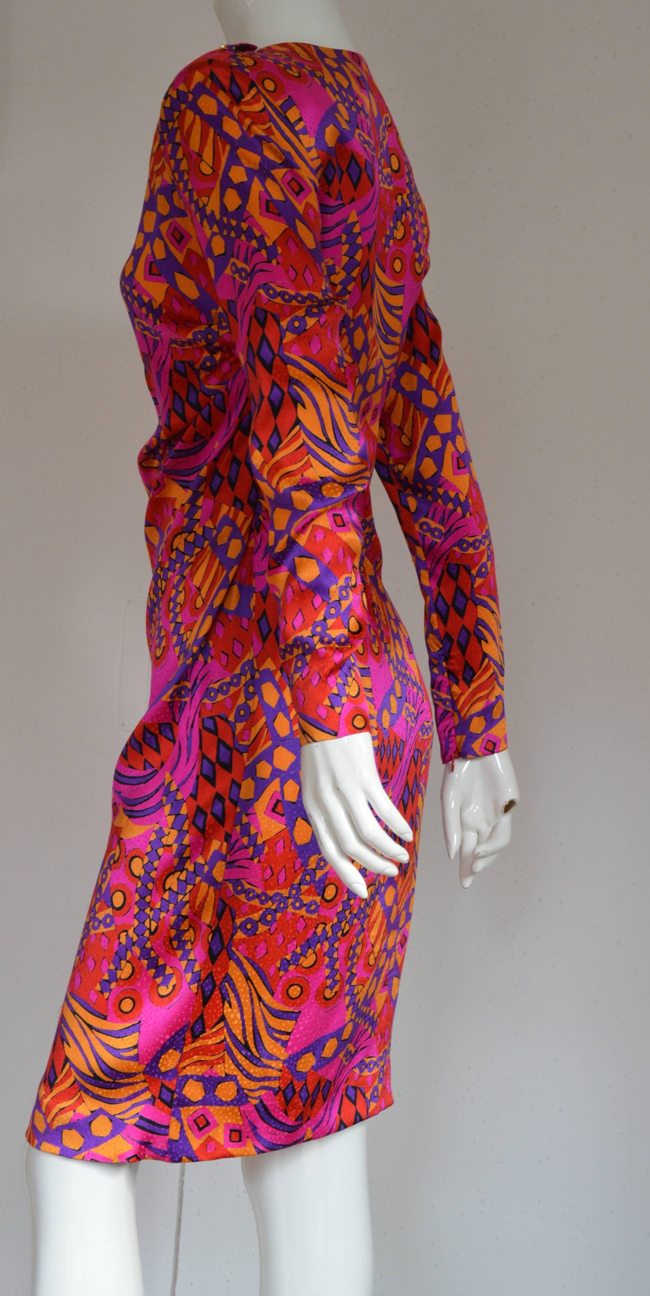 Exceptional 1990s Yves Saint Laurent Rive Gauche Silk Dress In New Condition In Paris, IDF