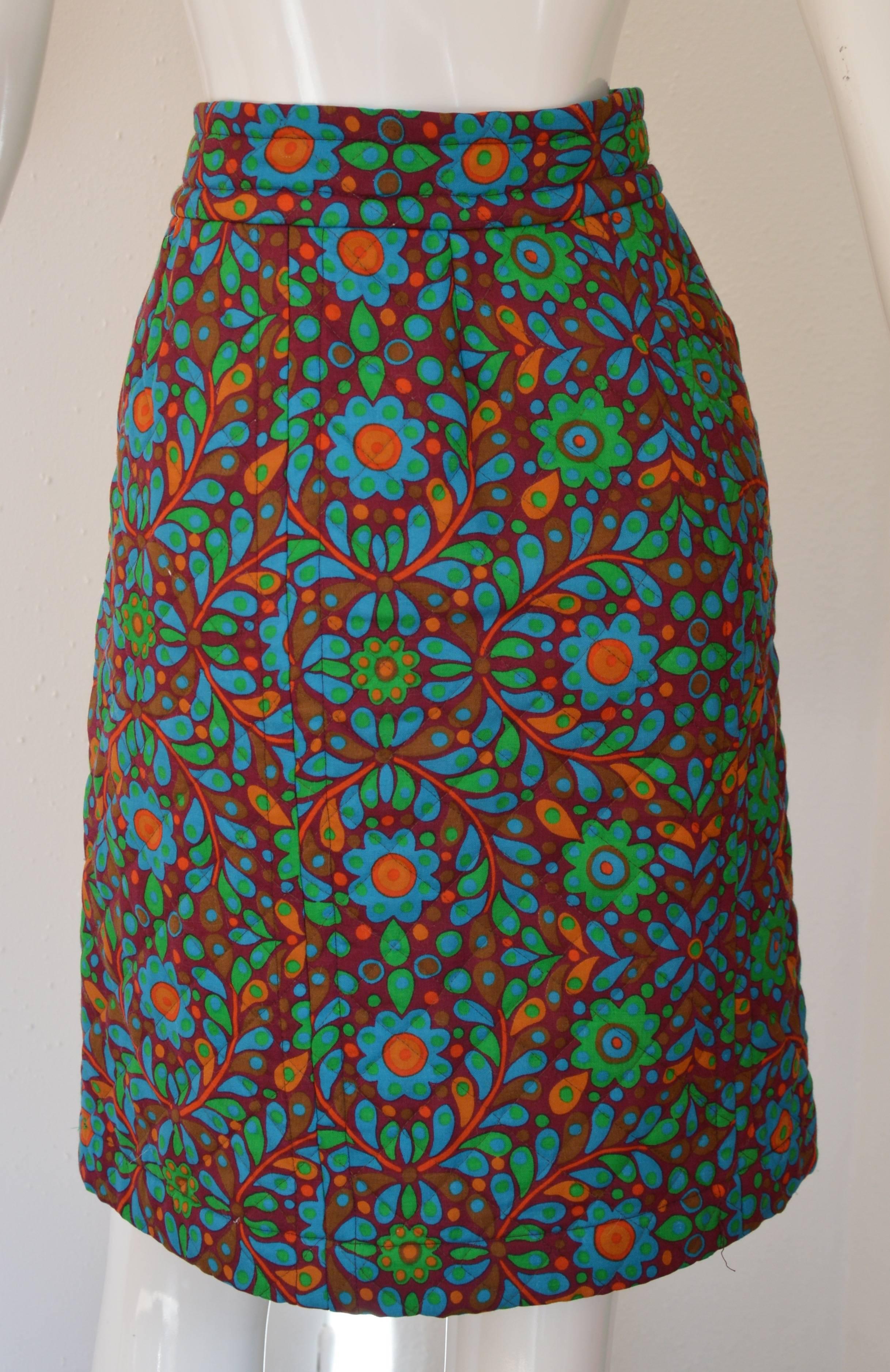 Dashing 1990's Yves Saint Laurent Hippie Chic Wool Quilted Skirt 1