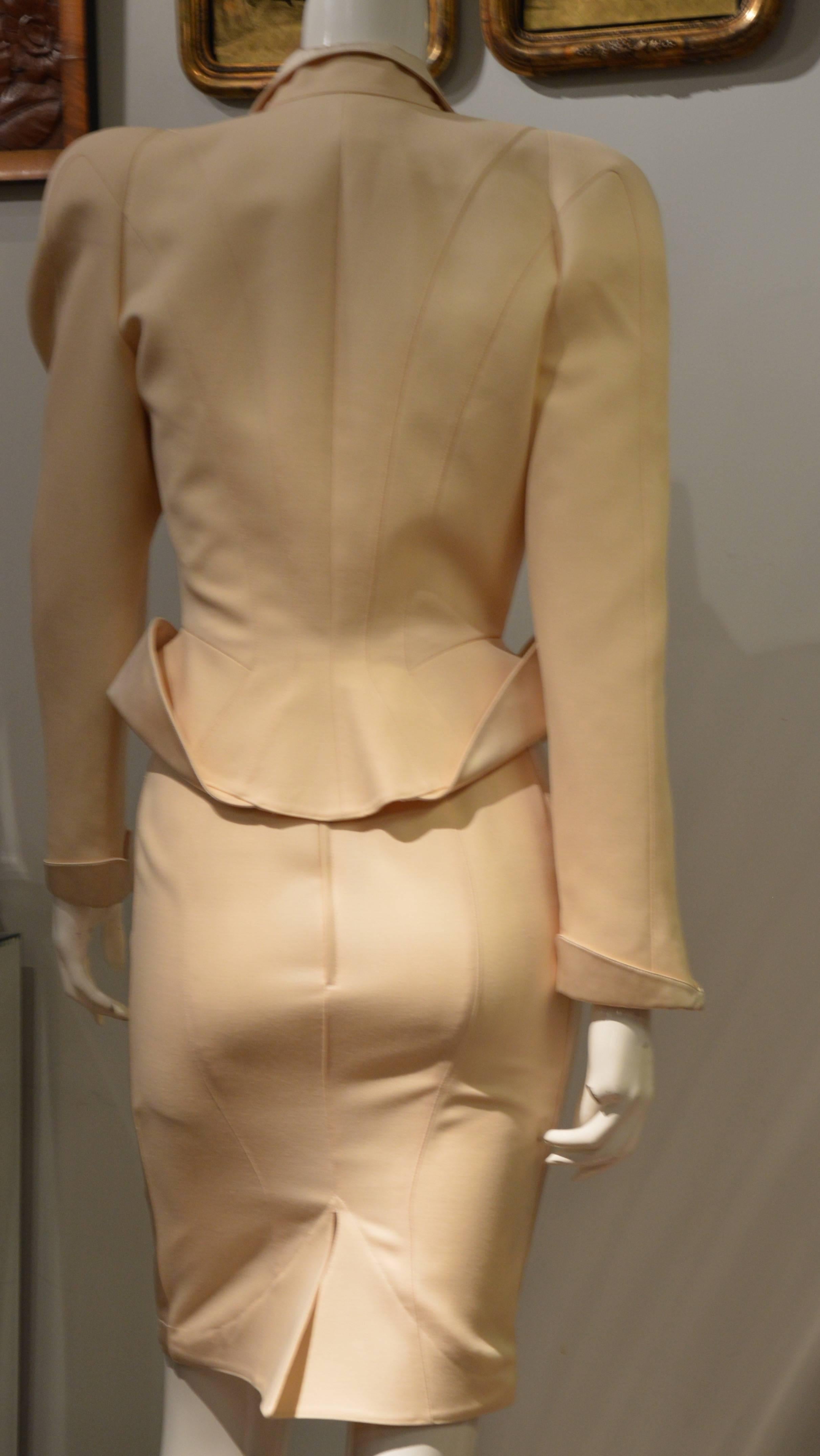 Brown Rare Sophisticated Early 1990s Thierry Mugler TwoPieces Tuxedo Skirt Suit For Sale