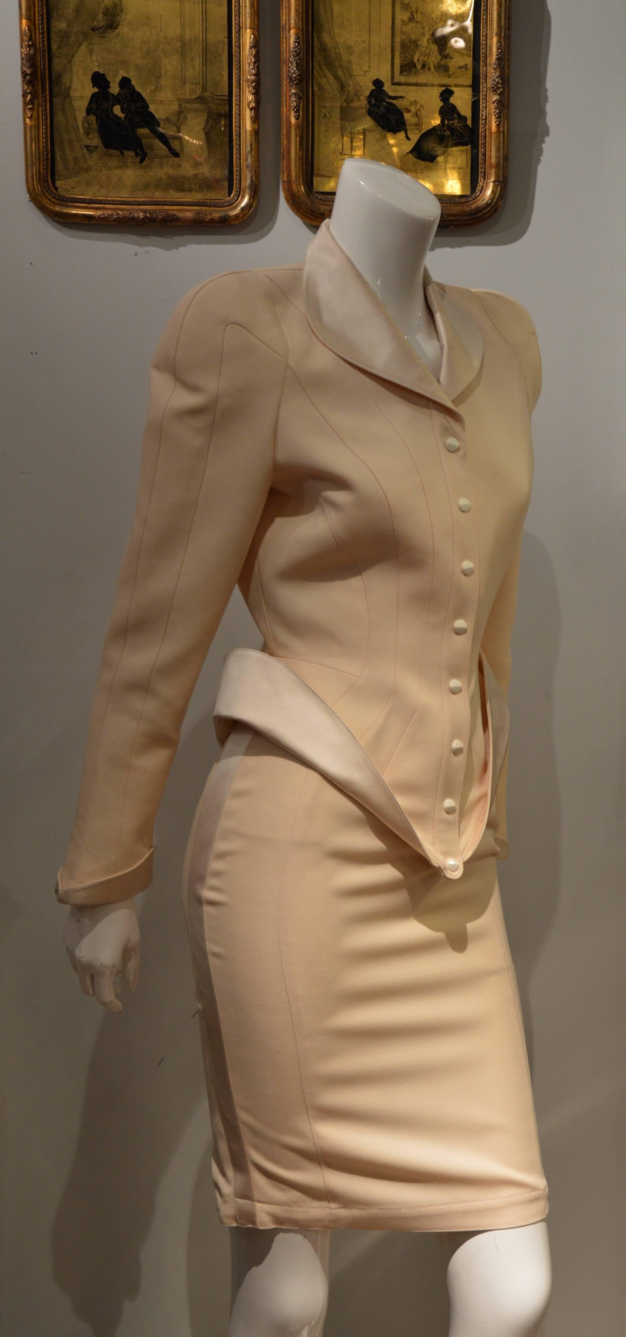 Rare Sophisticated Early 1990s Thierry Mugler TwoPieces Tuxedo Skirt Suit For Sale 5