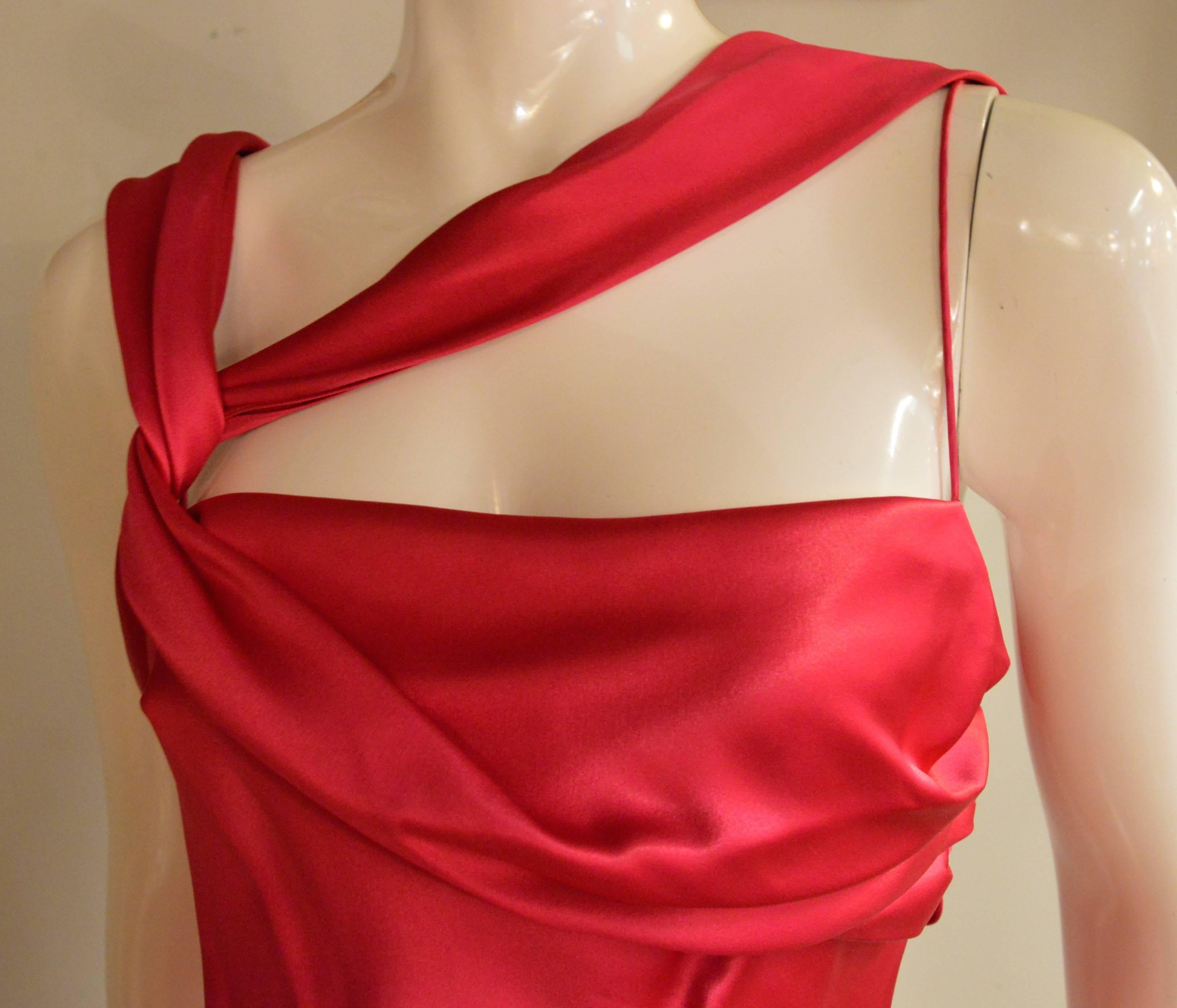 Red Exquisite John Galliano Mini Cocktail Dress For Sale