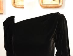 Rare 1990s Yves Saint Laurent Rive Gauche Edgy Black Velvet Waist Dress