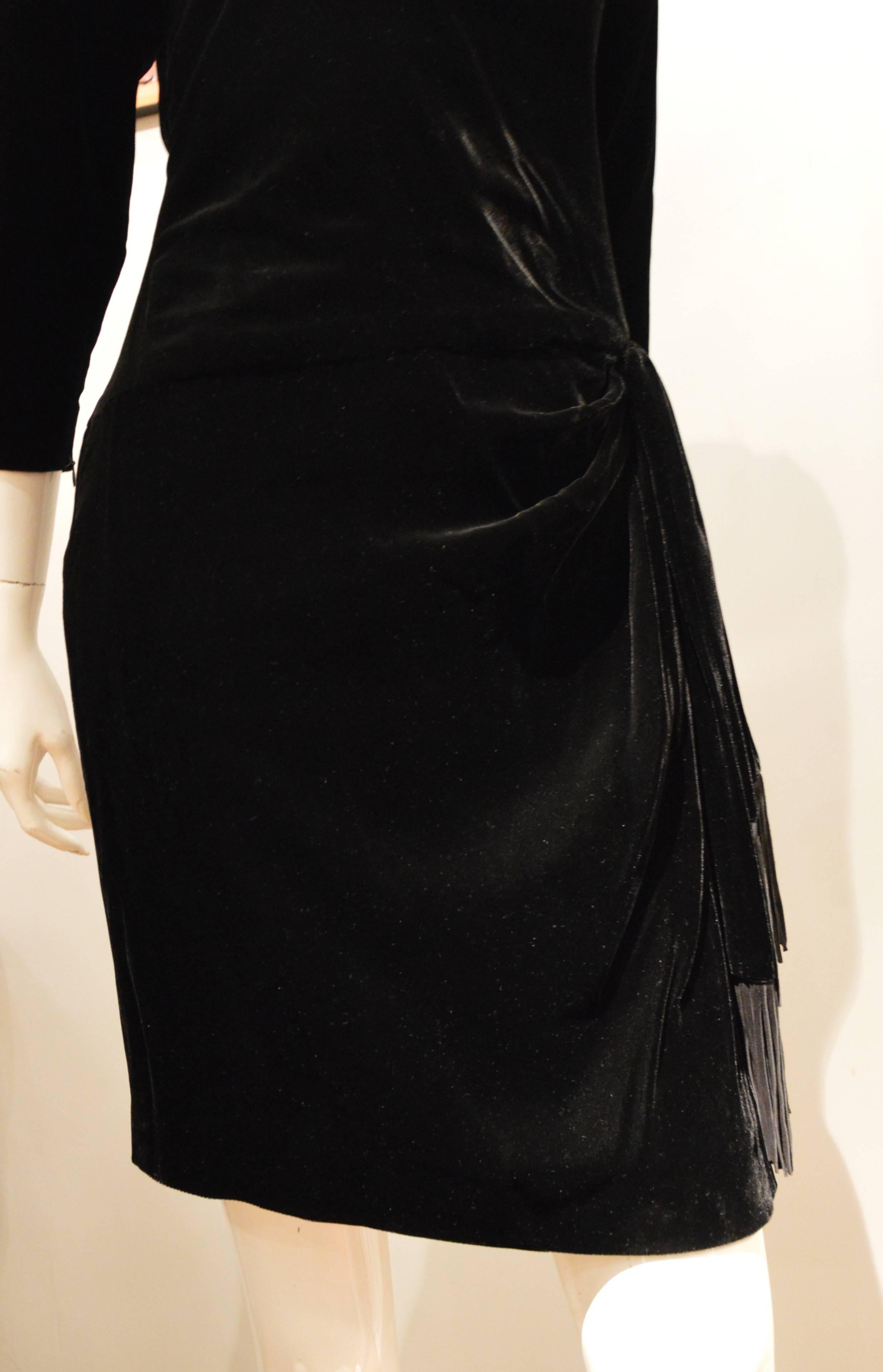Women's Rare 1990s Yves Saint Laurent Rive Gauche Edgy Black Velvet Waist Dress