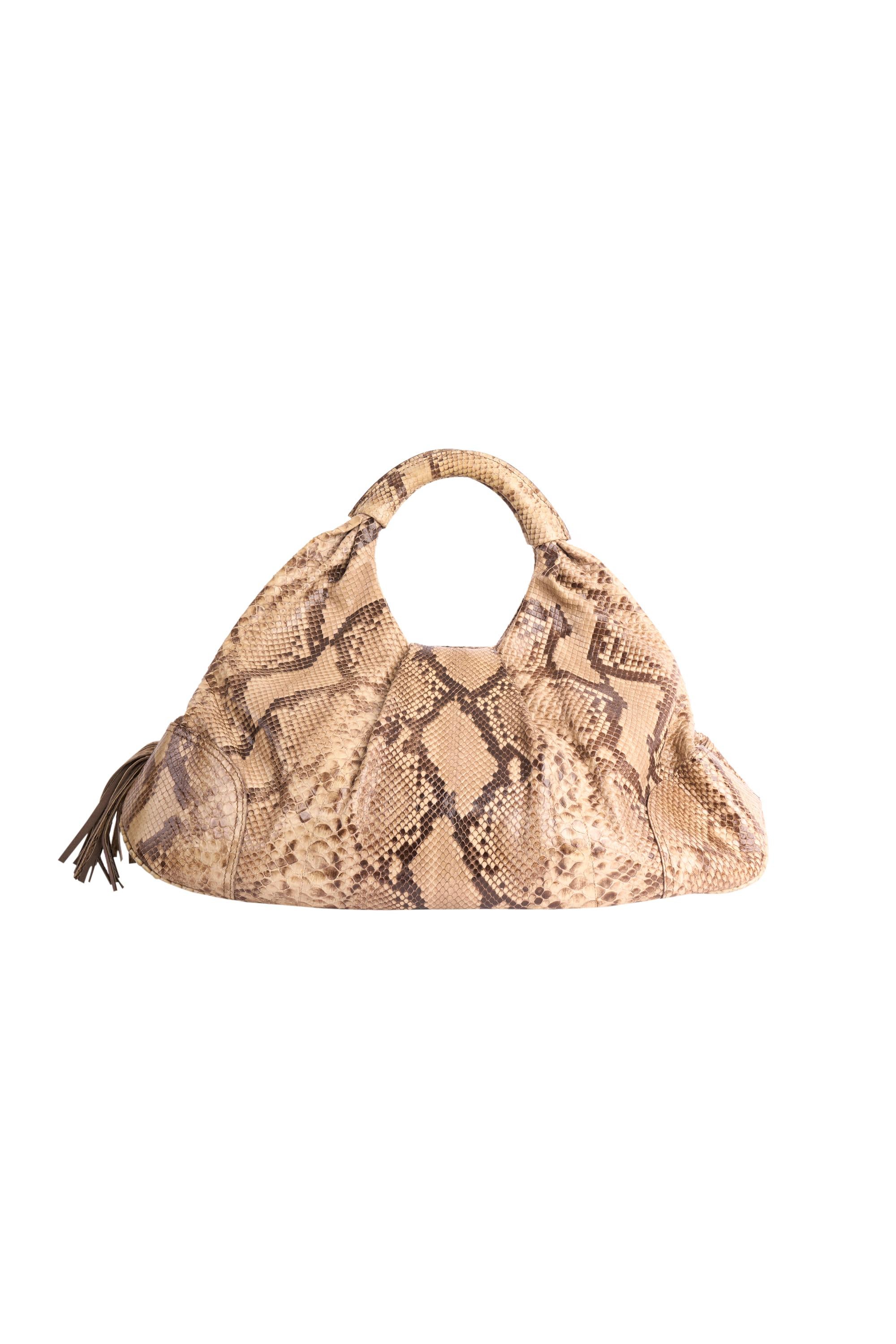 Vintage Gianfranco Ferre Beige Tone Snake Skin Handbag en vente 1
