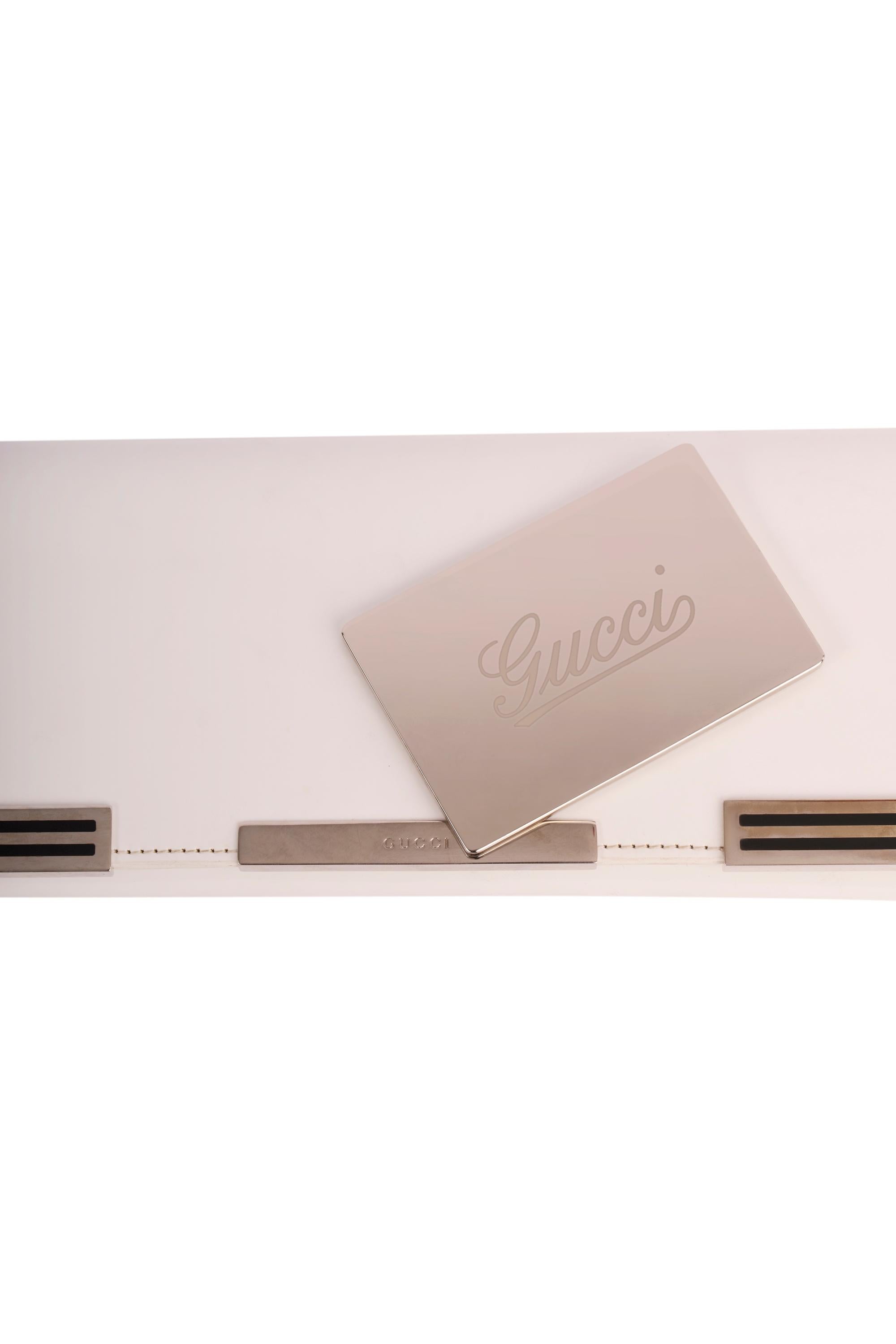 Vintage Gucci 1980's White Patent Rectangular Clutch en vente 4