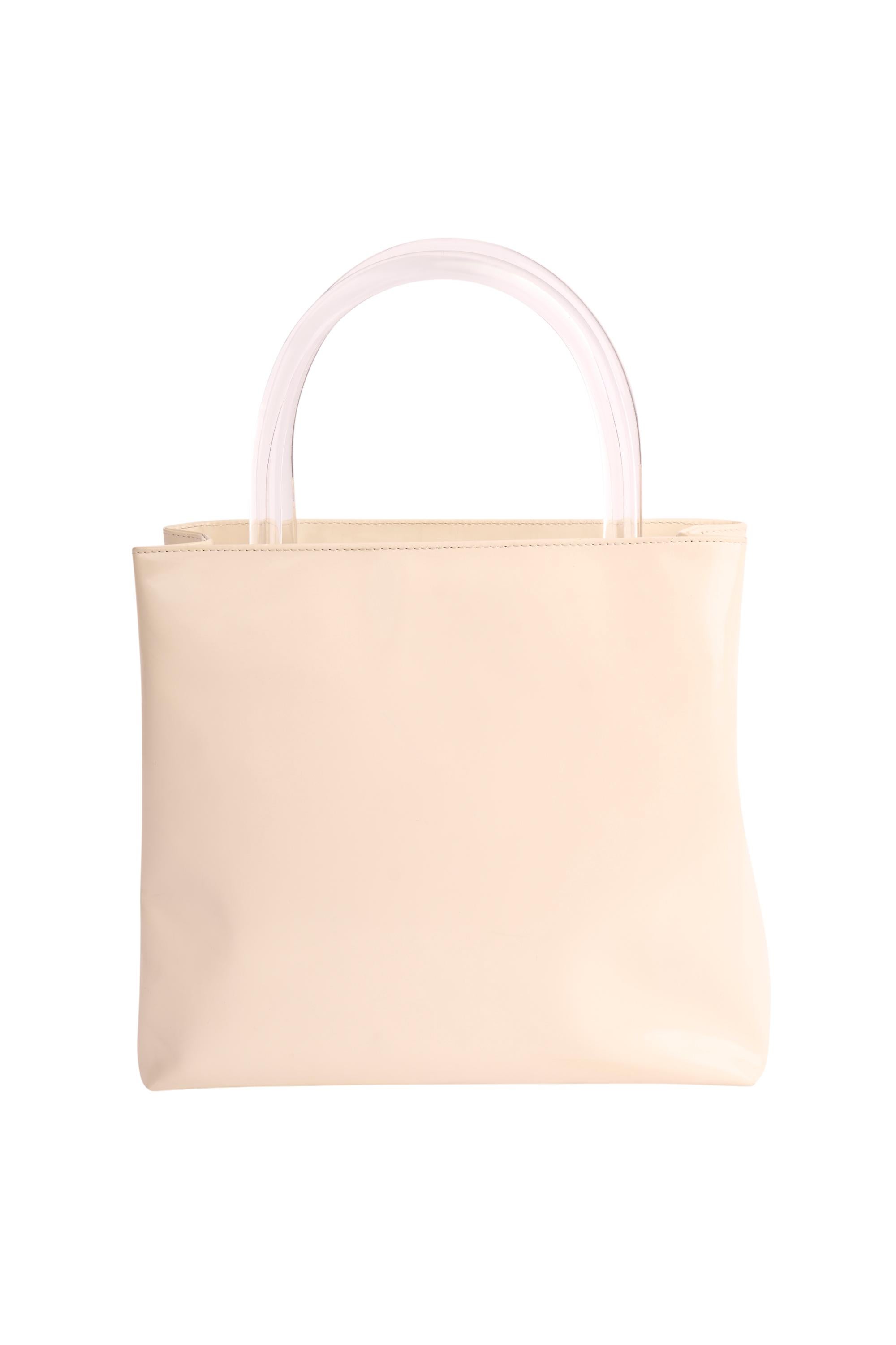 Blanc Vintage Prada 1990's White Patent Leather Mini Tote en vente