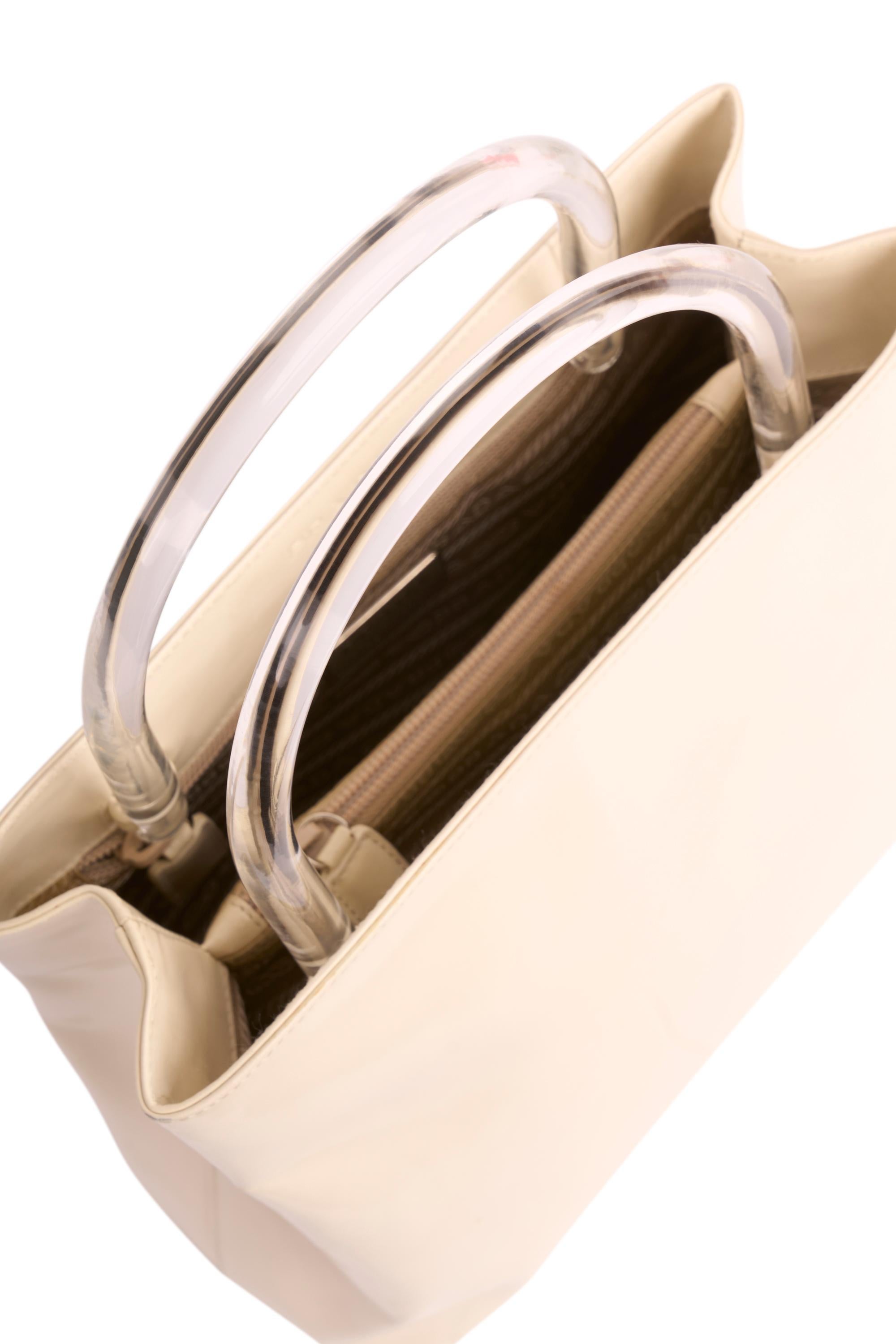 Vintage Prada 1990's White Patent Leather Mini Tote en vente 1