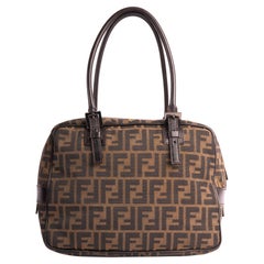 Vintage Fendi 1990's Brown Zucca Print Cloth Tote Bag