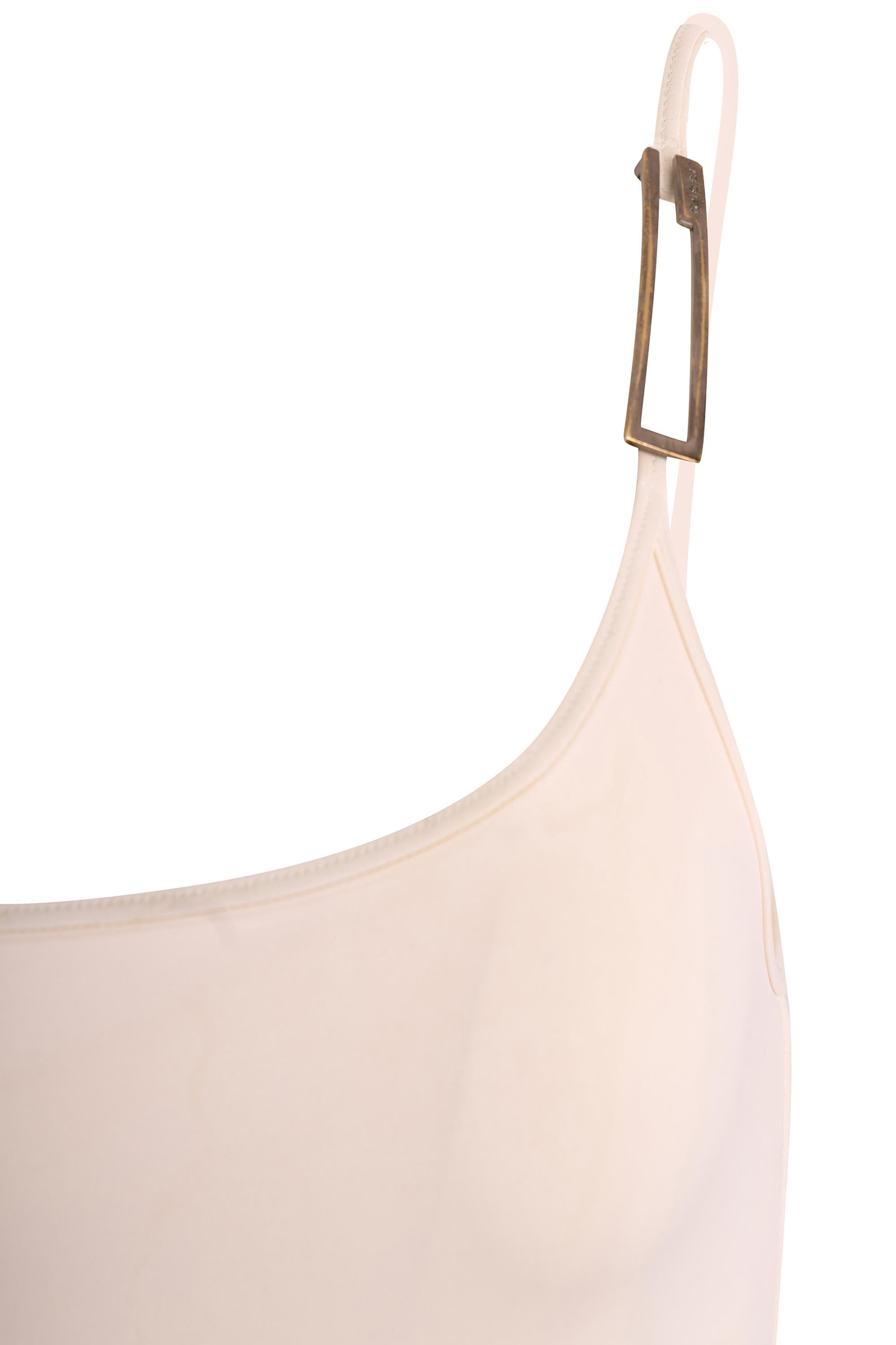 Blanc Vintage Gucci by Tom Ford S/S 1998 White One Shoulder Swimsuit (Maillot de bain asymétrique) en vente