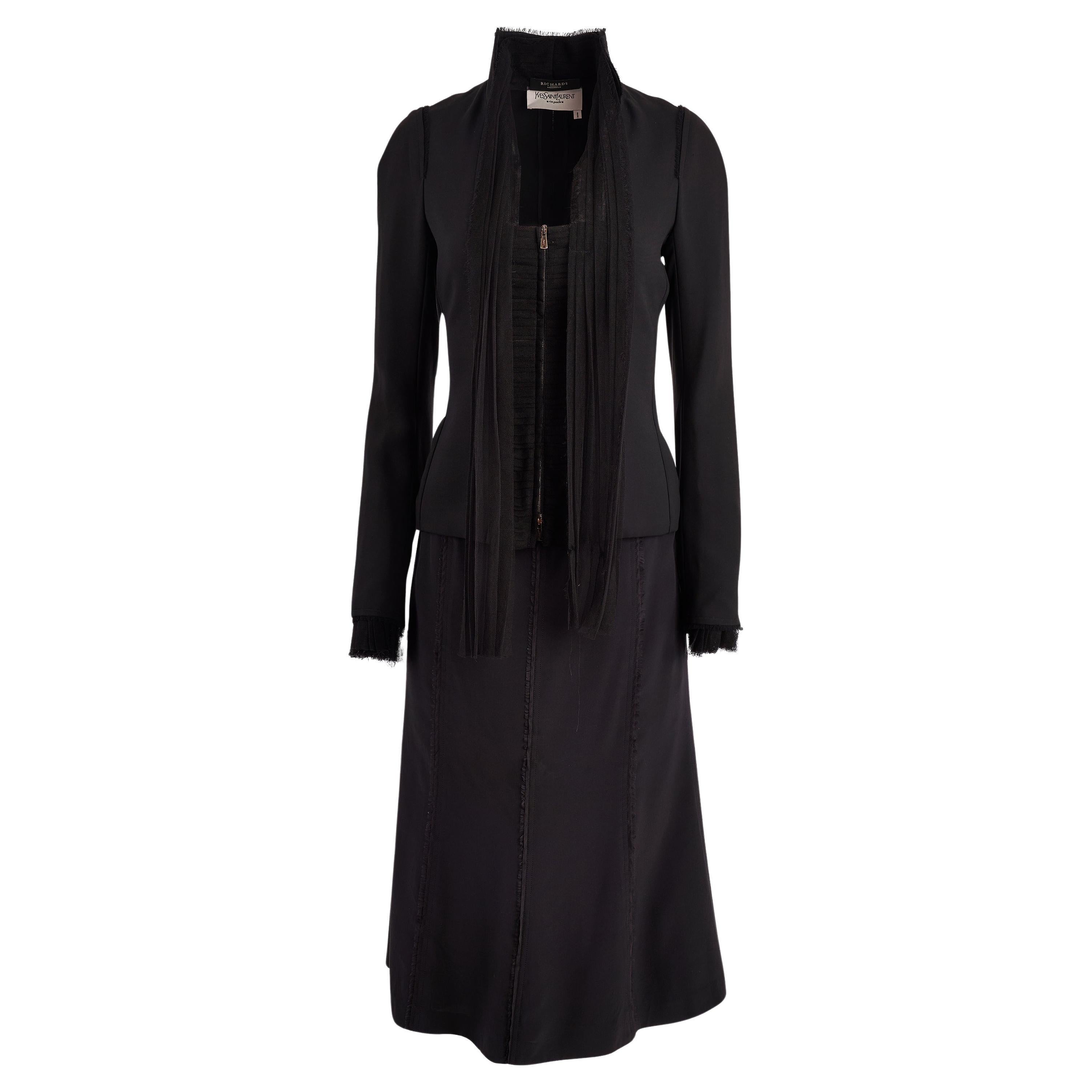 Yves Saint Laurent Rive Gauche by Tom Ford A/W 2002 Black Silk Scarf Co-ord