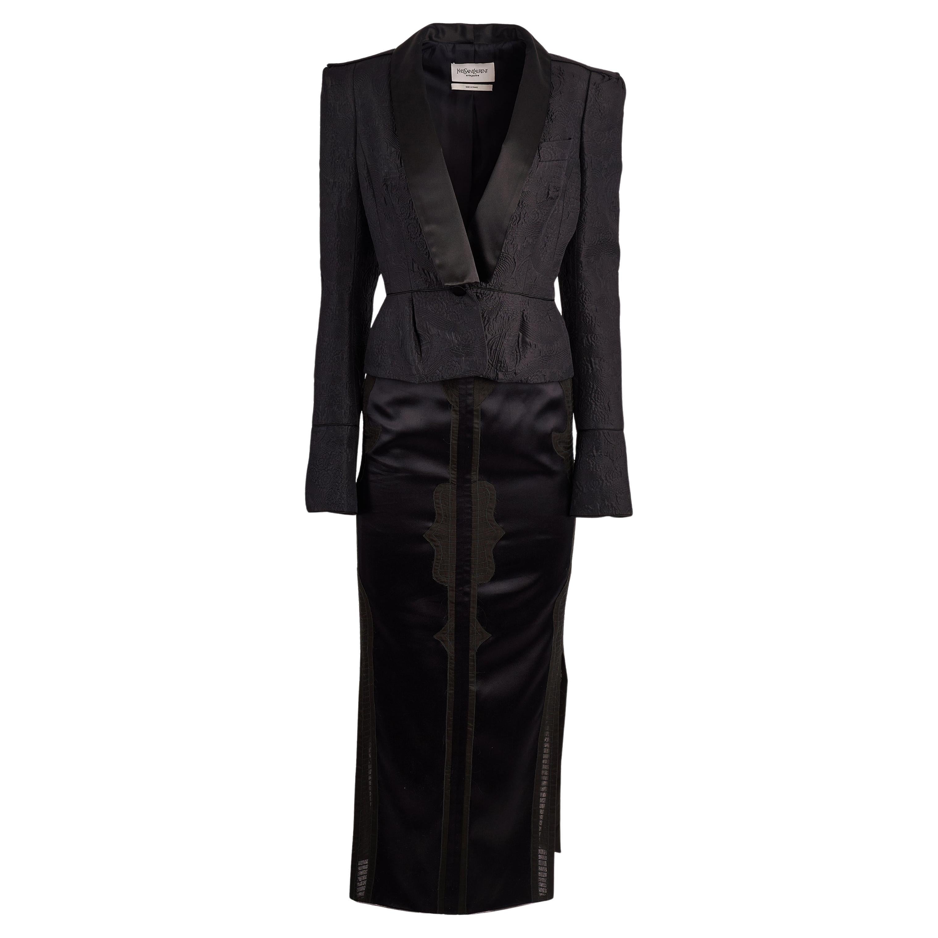 Vintage Yves Saint Laurent Rive Gauche A/W 2004 " Le smoking" Conjunto Co ord Negro en venta