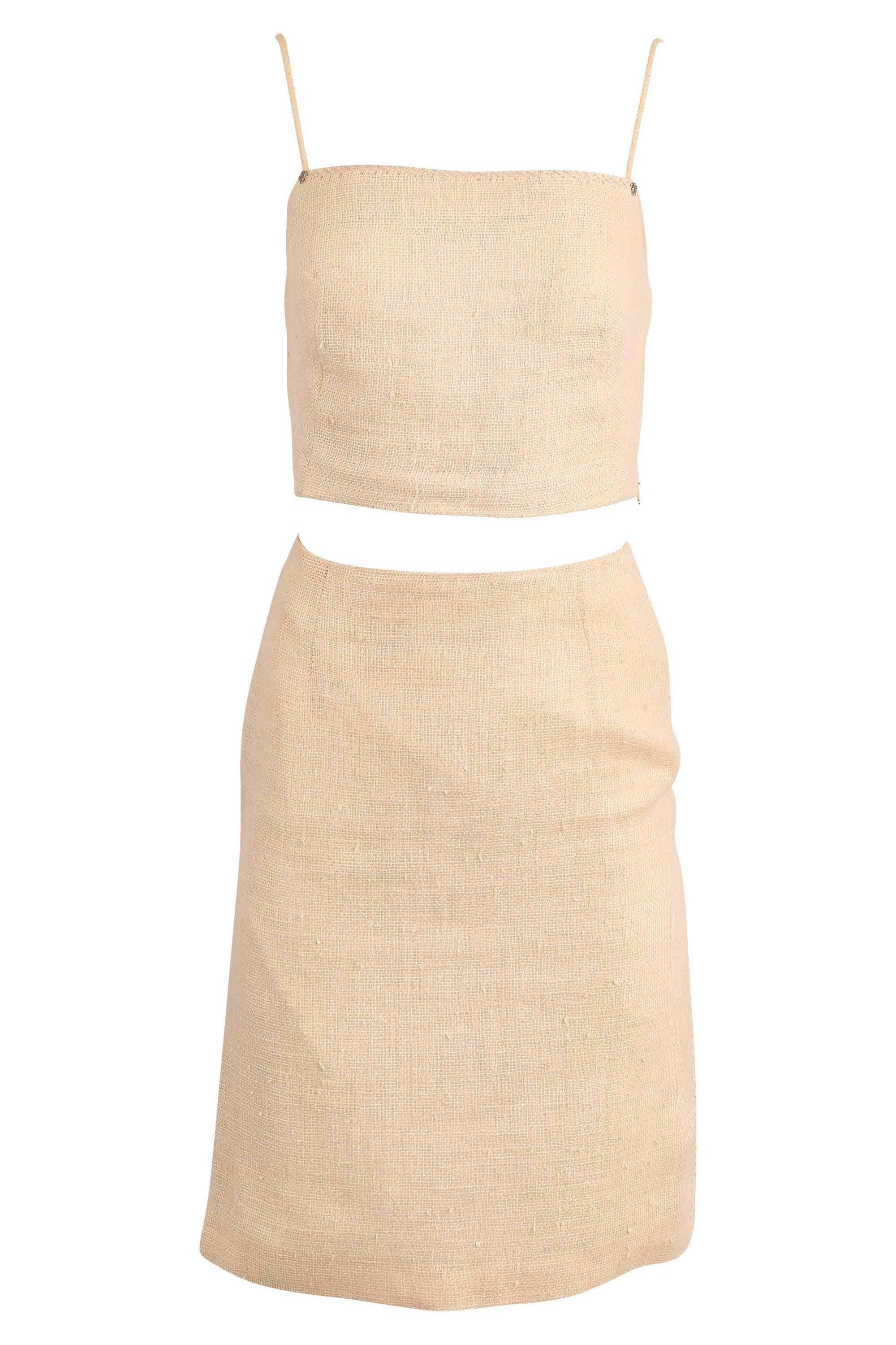 Vintage Gianni Versace anni '80 in lino panna, tre pezzi, set da cucina In condizioni ottime in vendita a London, GB